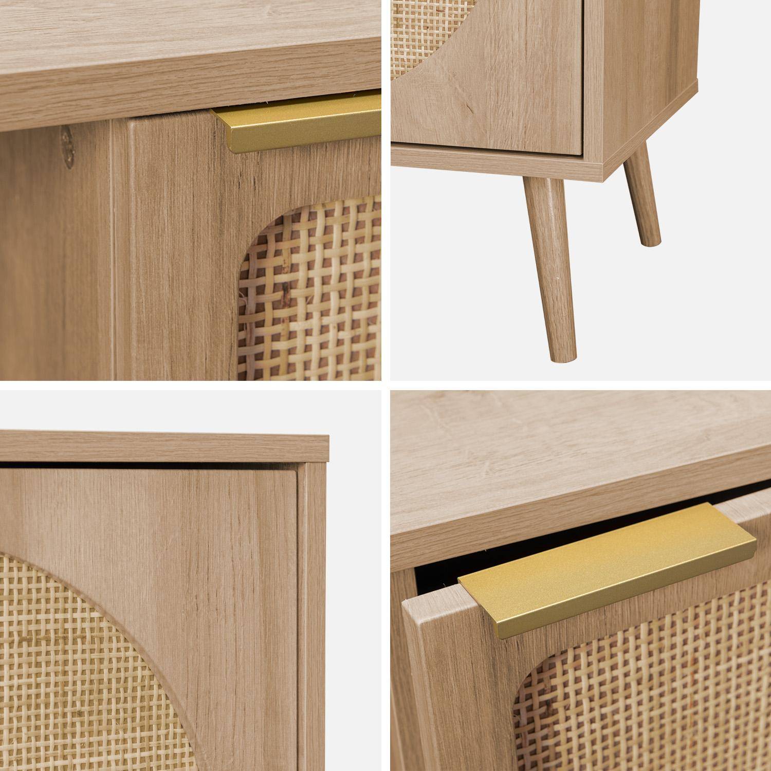 80cm wood and rounded cane rattan sideboard, Eva, Natural, 80x39x65.8 cm Photo6