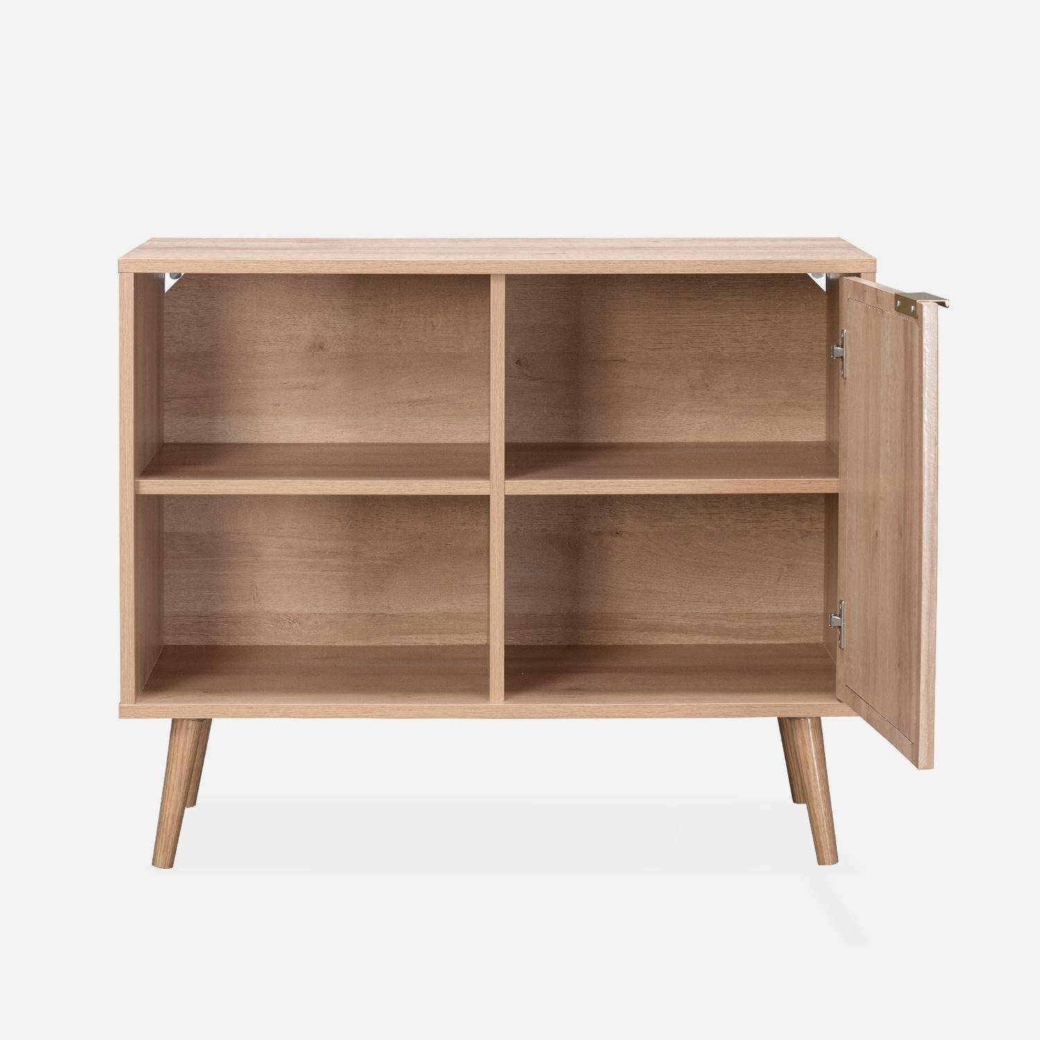 Wood and rounded cane rattan sideboard, 80x39x65.8cm, Eva, 1 door, 1 shelf Photo5