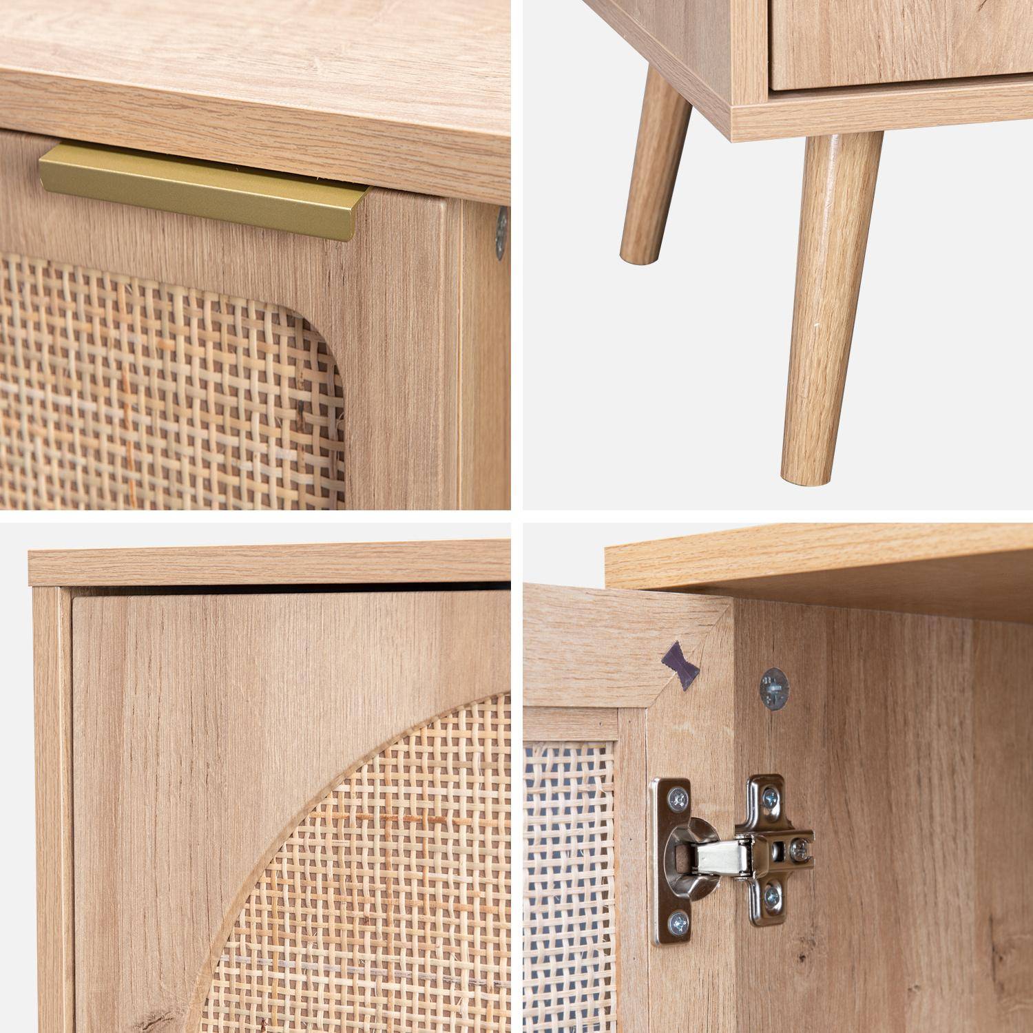 Wood and rounded cane rattan sideboard, 80x39x65.8cm, Eva, 1 door, 1 shelf Photo6