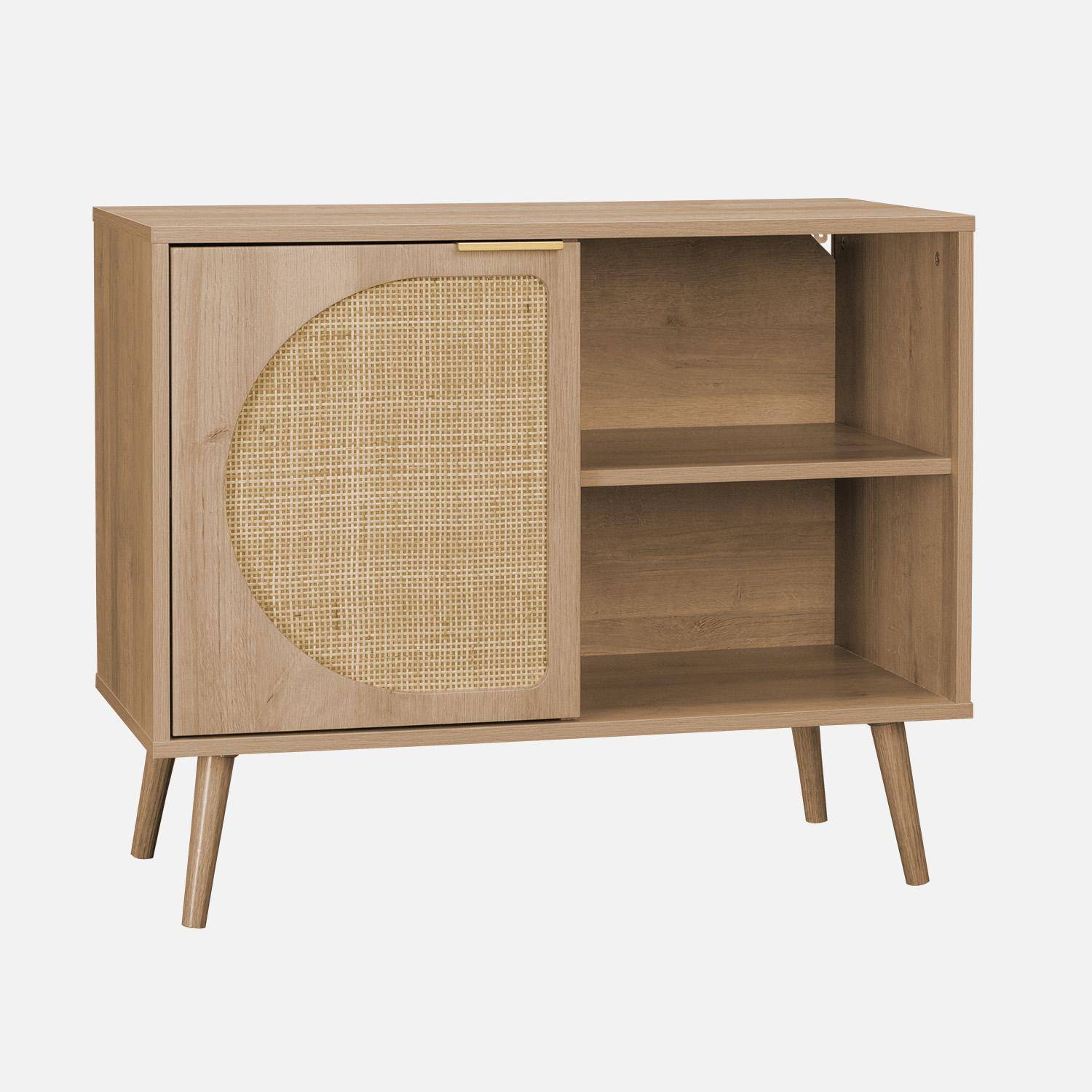 80cm wood and rounded cane rattan sideboard, Eva, Natural, 80x39x65.8 cm Photo3