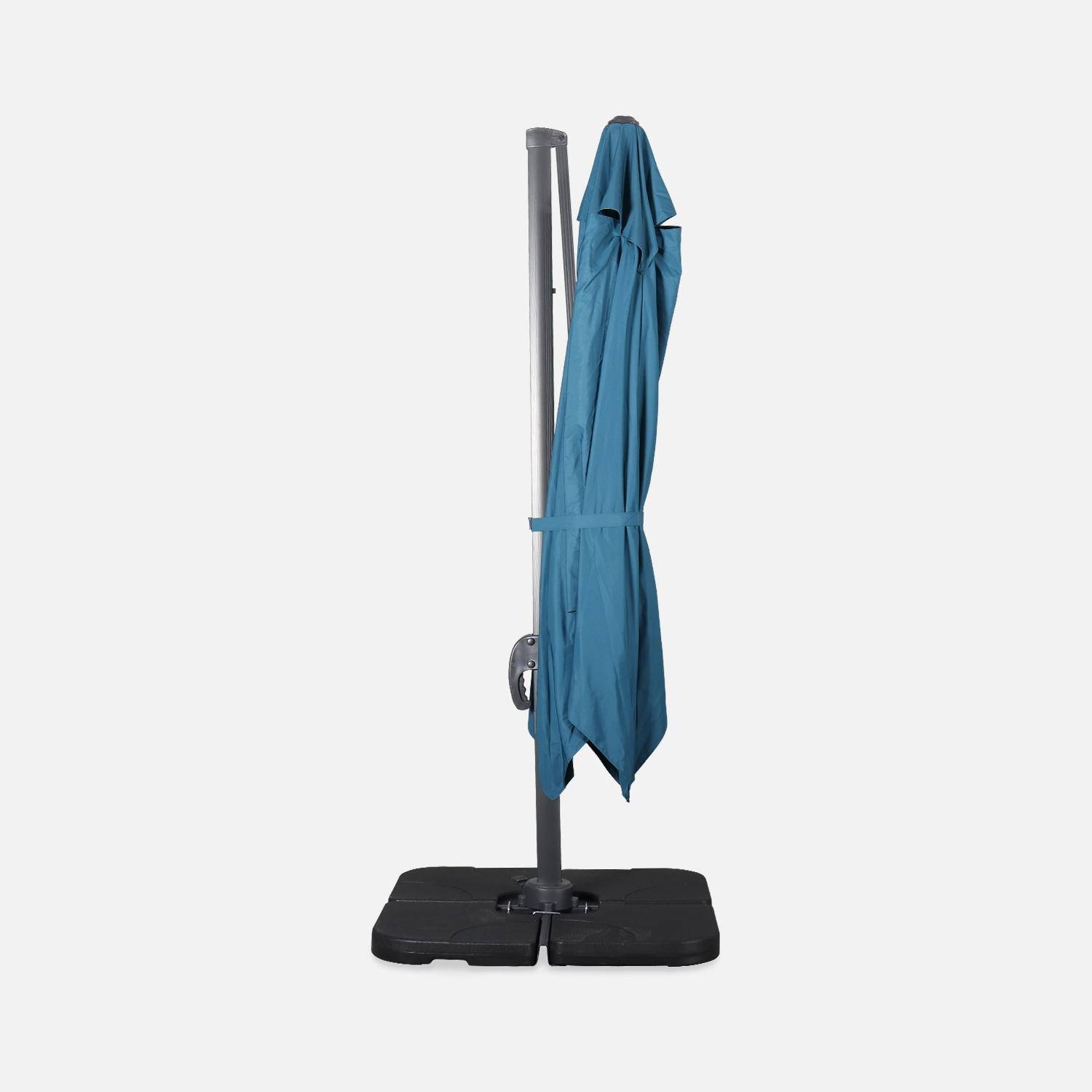 Offset vierkante parasol 3x3m top of the range - Falgos - Petroleum Blauw - Offset parasol die gekanteld, neergeklapt en 360° gedraaid kan worden,sweeek,Photo10
