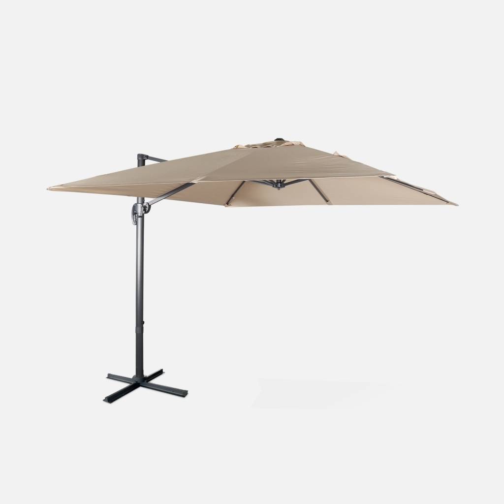 Ombrellone rettangolare decentrato in alluminio 3x3m, Beige