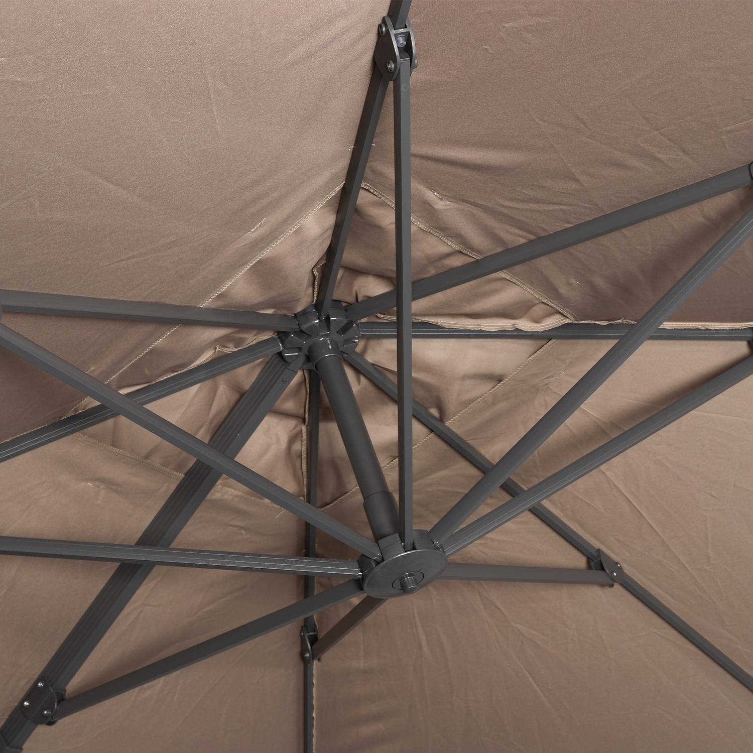 3x3m square aluminium cantilever canopy, anthracite and beige,  Photo6