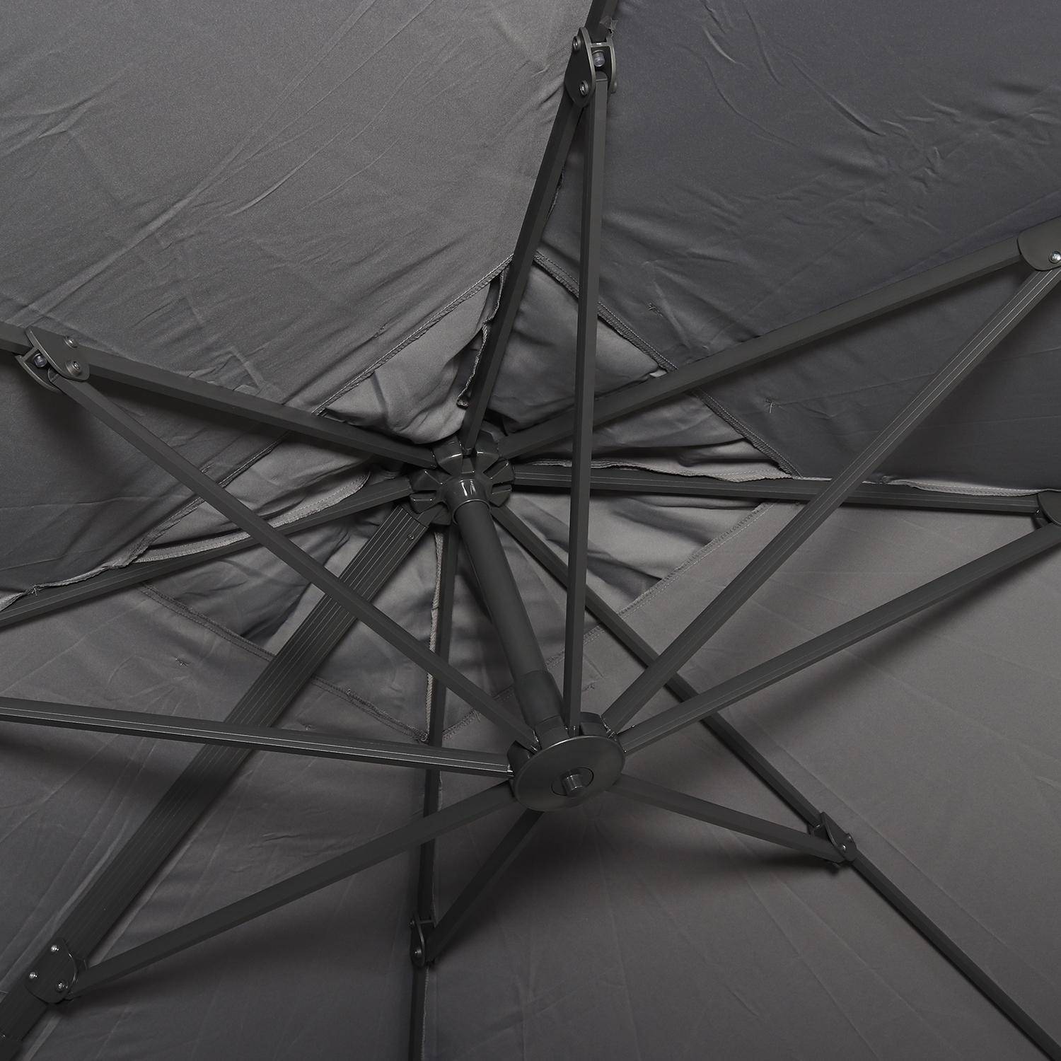 Ombrellone quadrato offset 3x3m top di gamma - Falgos - grigio - L'ombrellone offset può essere inclinato, ripiegato e ruotato di 360°. Photo5