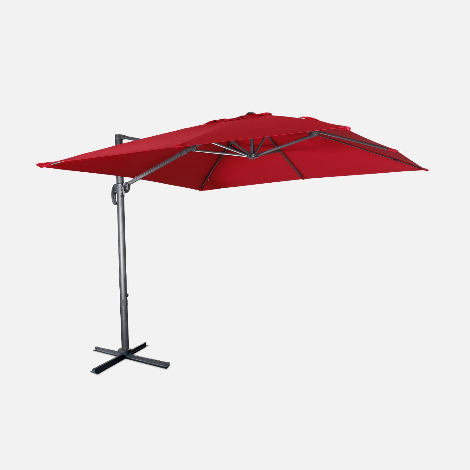 Offset vierkante parasol 3x3m top of the range - Falgos - Rood - Offset parasol die gekanteld, neergeklapt en 360° gedraaid kan worden,sweeek,Photo3
