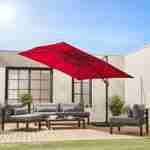 Offset vierkante parasol 3x3m top of the range - Falgos - Rood - Offset parasol die gekanteld, neergeklapt en 360° gedraaid kan worden Photo2
