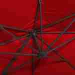Parasol déporté carré 3 x 3m haut de gamme - Falgos - rouge - Parasol excentré inclinable, rabattable et rotatif à 360°. Photo6