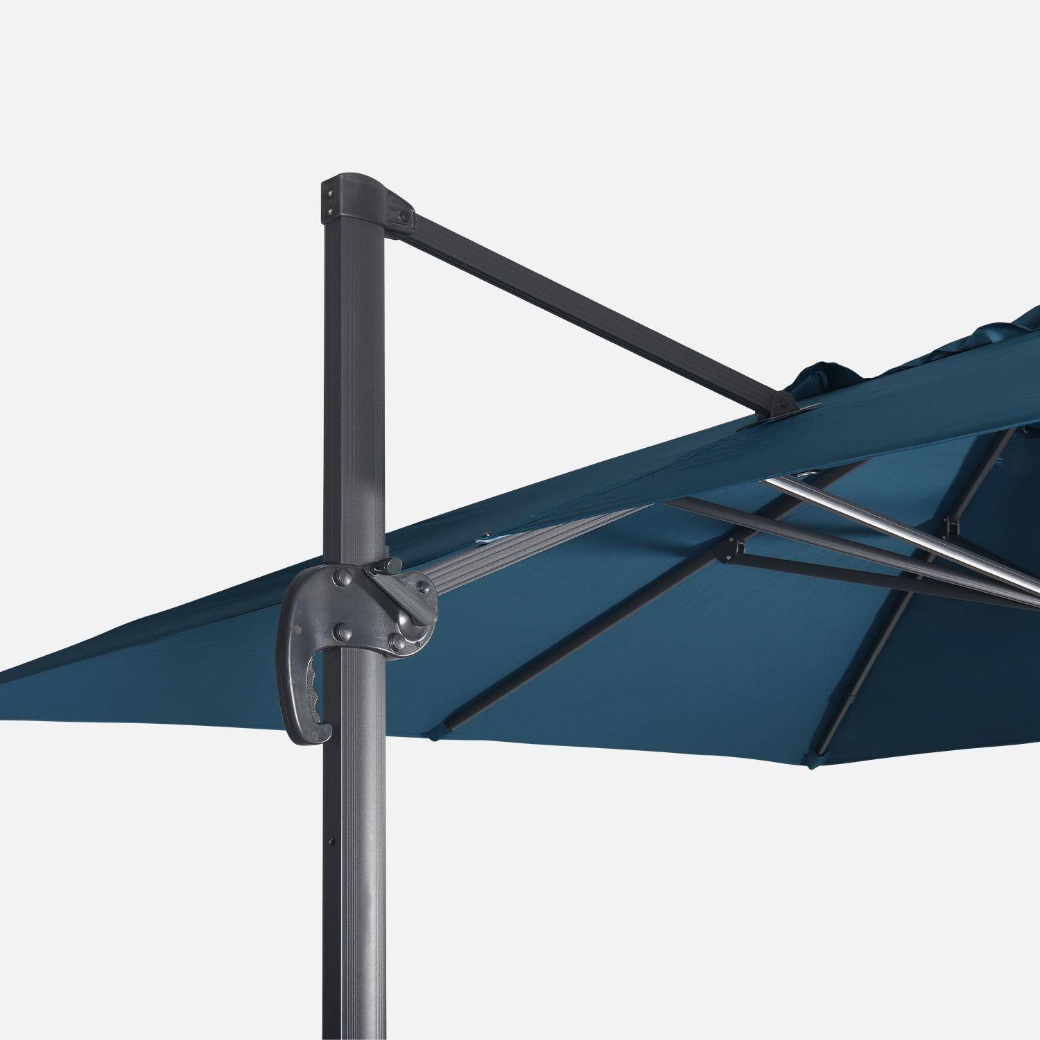 Rechthoekige zweefparasol 3x4 m - Wimereux - blauwgroen - Zweefparasol kantelt naar 6 posities, 360° draaibaar.,sweeek,Photo8