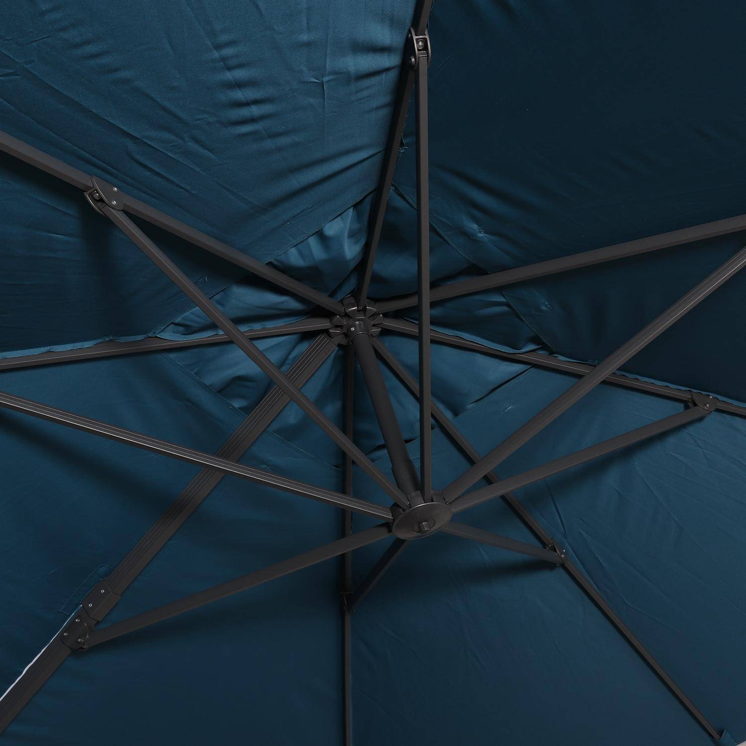 Rechthoekige zweefparasol 3x4 m - Wimereux - blauwgroen - Zweefparasol kantelt naar 6 posities, 360° draaibaar.,sweeek,Photo7