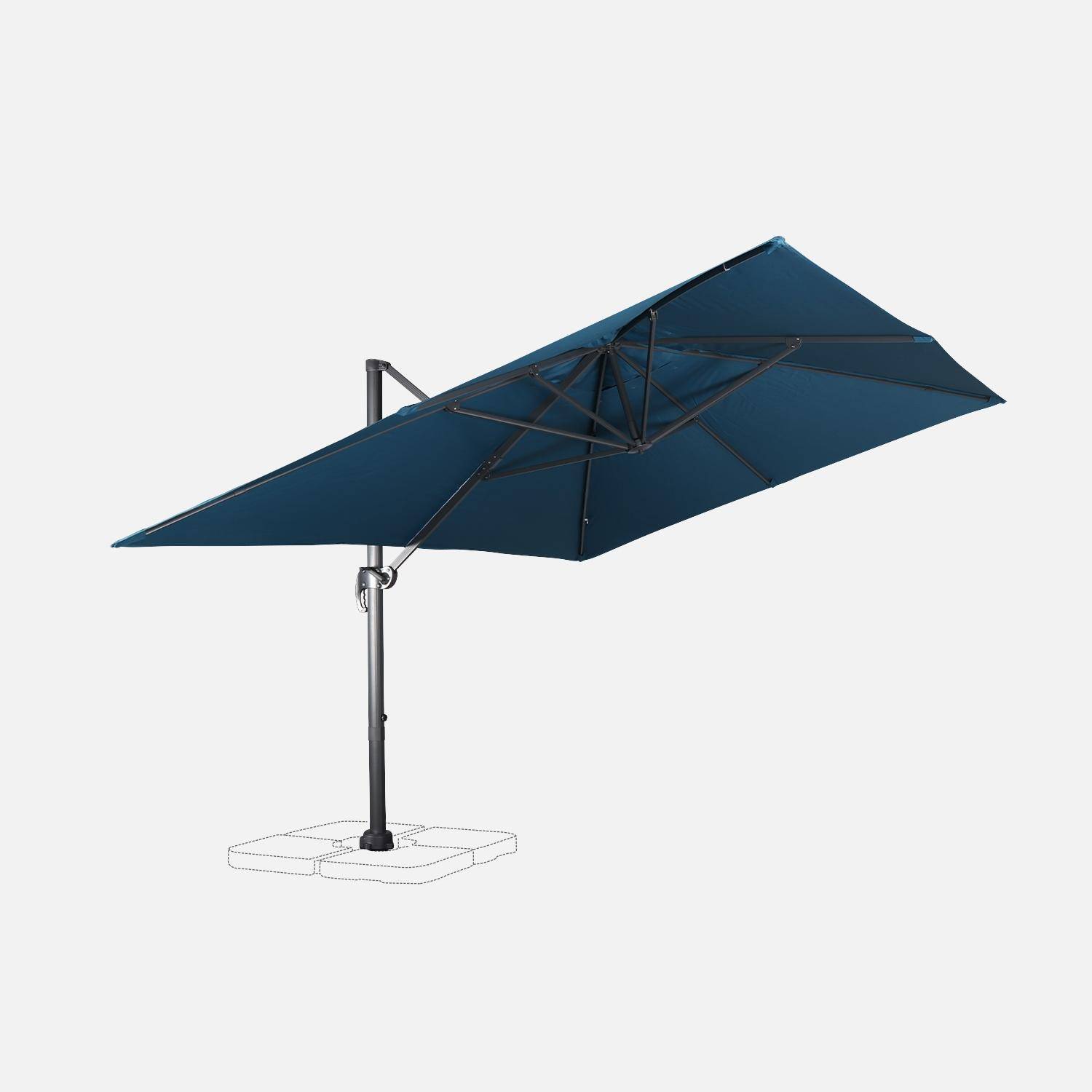  3x4m Parasol desplazado rectangular, Wimereux, Azul, 298x298x260 cm Photo5