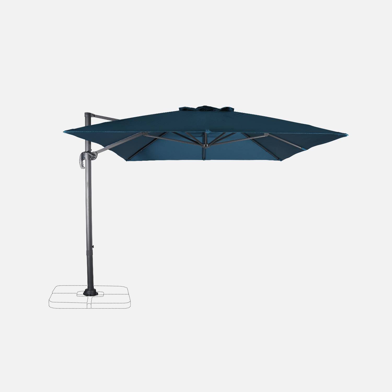 Rechthoekige zweefparasol 3x4 m - Wimereux - blauwgroen - Zweefparasol kantelt naar 6 posities, 360° draaibaar.,sweeek,Photo5
