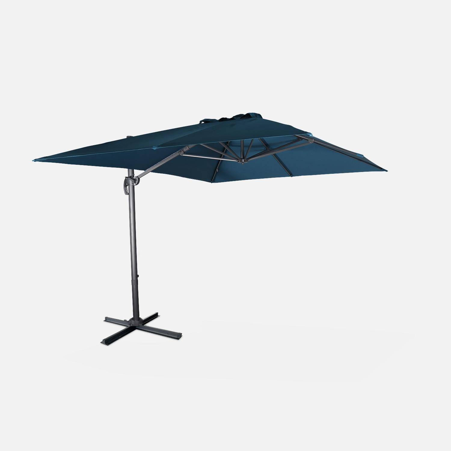 Rechthoekige zweefparasol 3x4 m - Wimereux - blauwgroen - Zweefparasol kantelt naar 6 posities, 360° draaibaar.,sweeek,Photo4