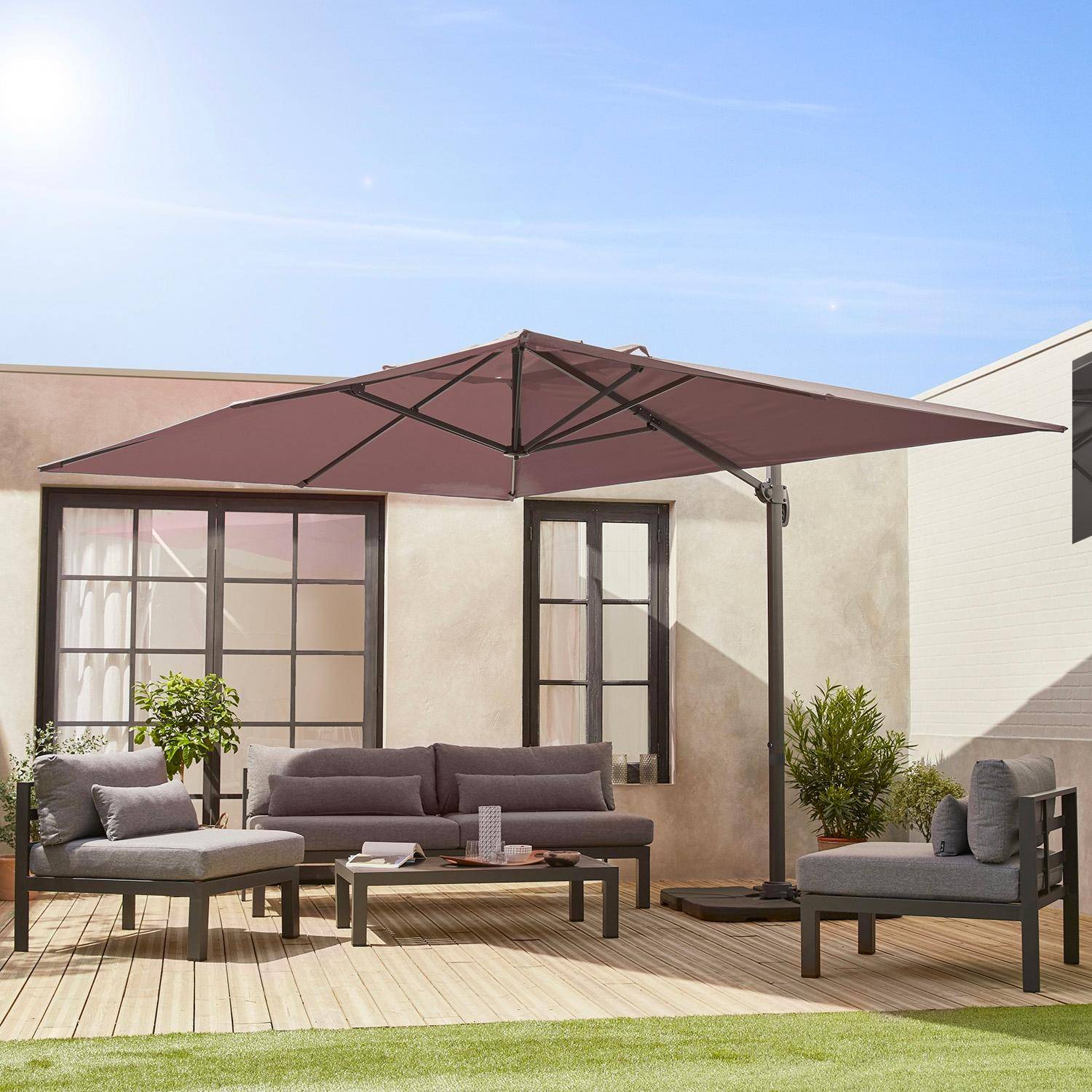 3x4m rectangular cantilever parasol, Wimereux, Beige-brown,sweeek,Photo1