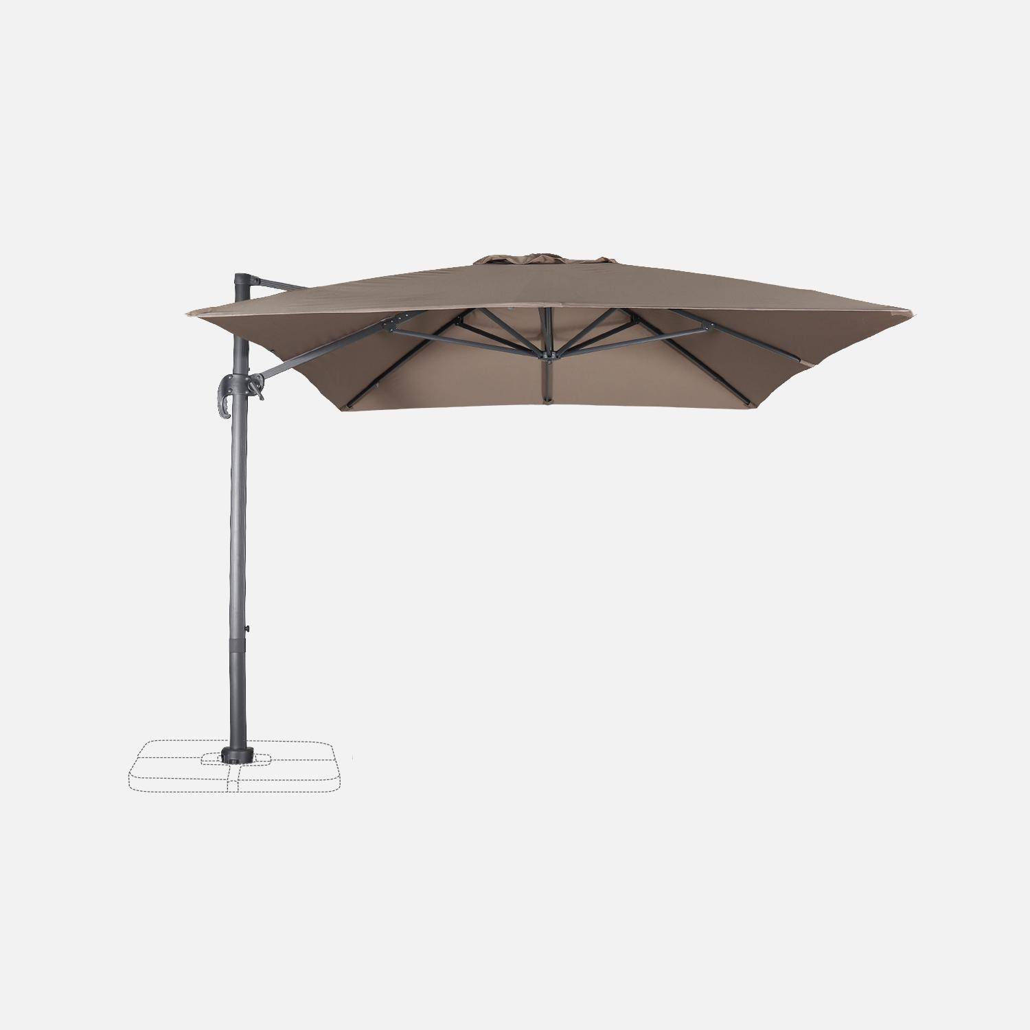 Offset rechthoekige parasol 3x4m - Wimereux - Taupe- Offset parasol kantelbaar in 5 standen, 360° draaibaar. Photo4