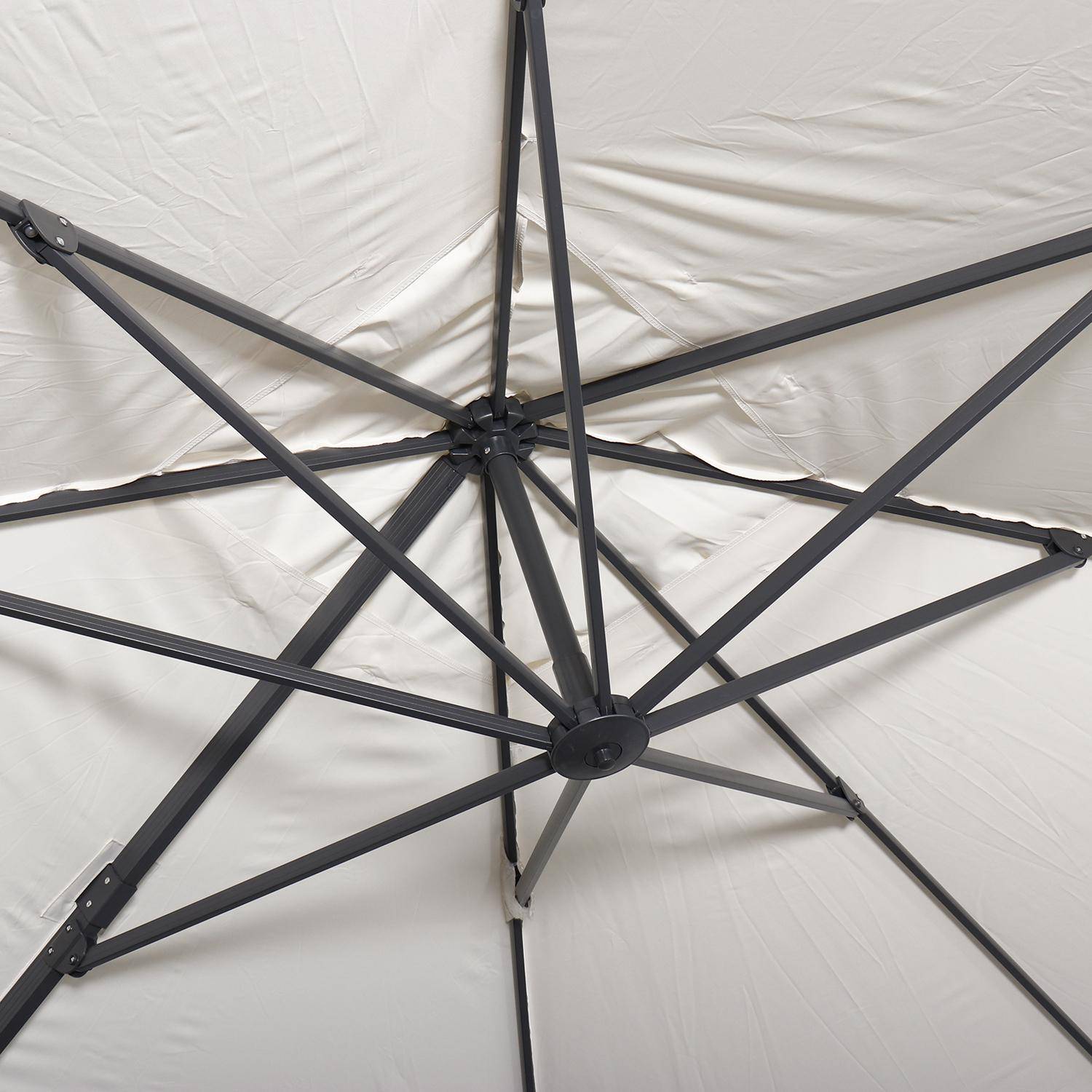 Wimereux grijze rechthoekige parasol, kantelbaar in 5 posities, 360° draaibaar, 3x4m. Photo6