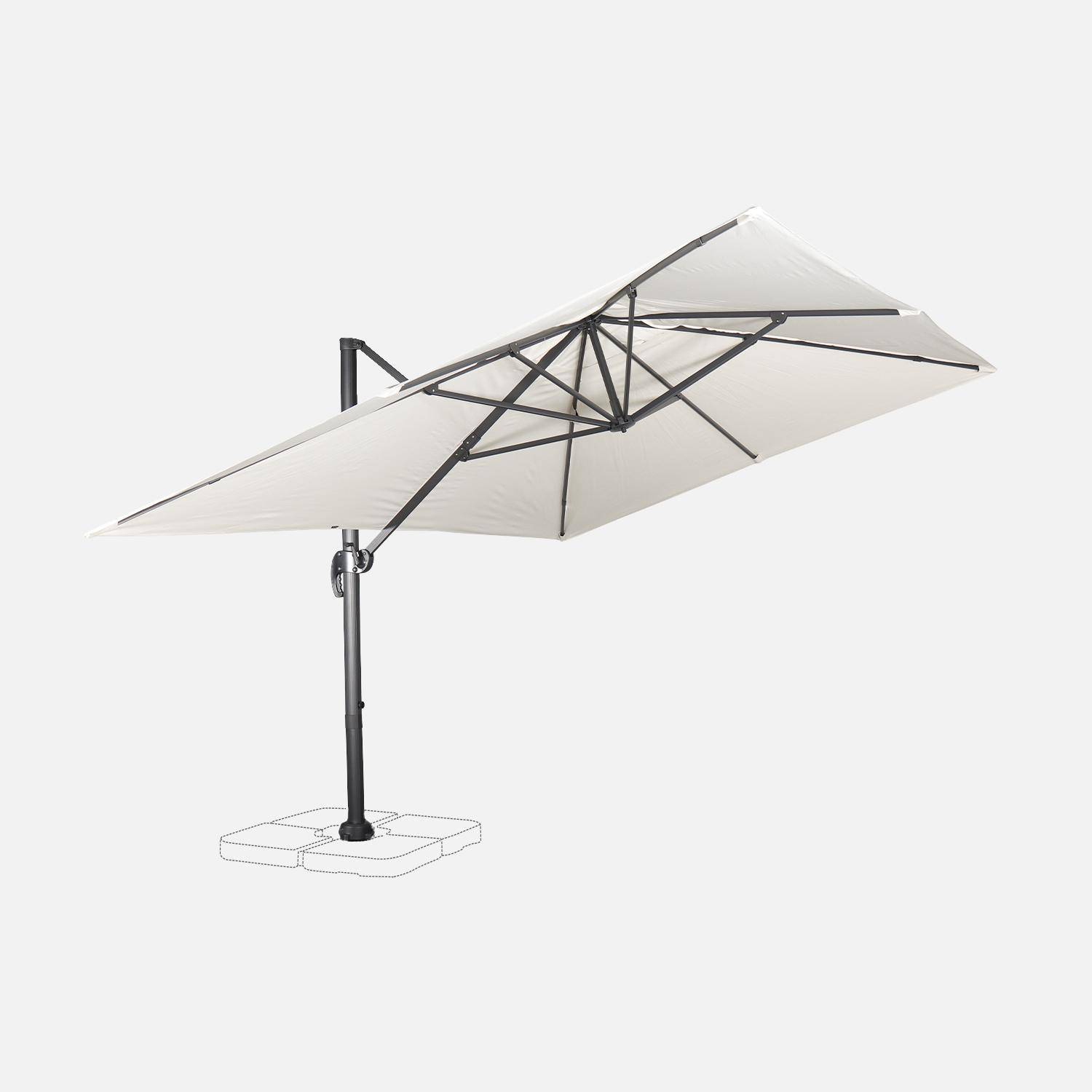 Wimereux grijze rechthoekige parasol, kantelbaar in 5 posities, 360° draaibaar, 3x4m. Photo5
