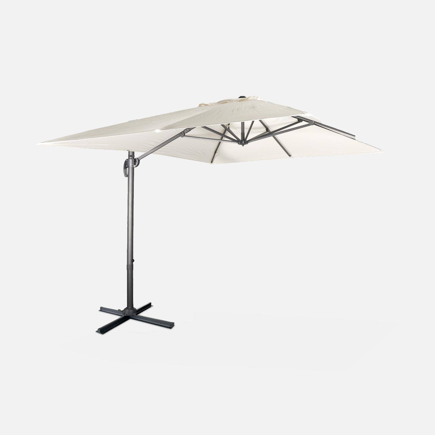 Wimereux grijze rechthoekige parasol, kantelbaar in 5 posities, 360° draaibaar, 3x4m.,sweeek,Photo4