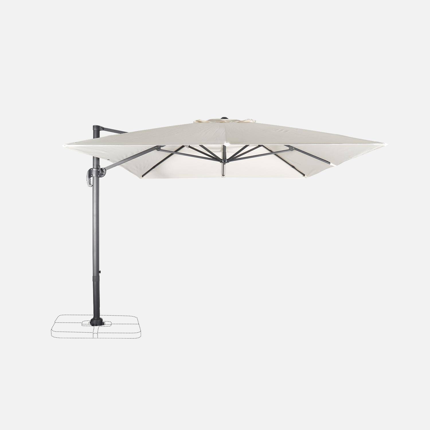Wimereux grijze rechthoekige parasol, kantelbaar in 5 posities, 360° draaibaar, 3x4m. Photo4
