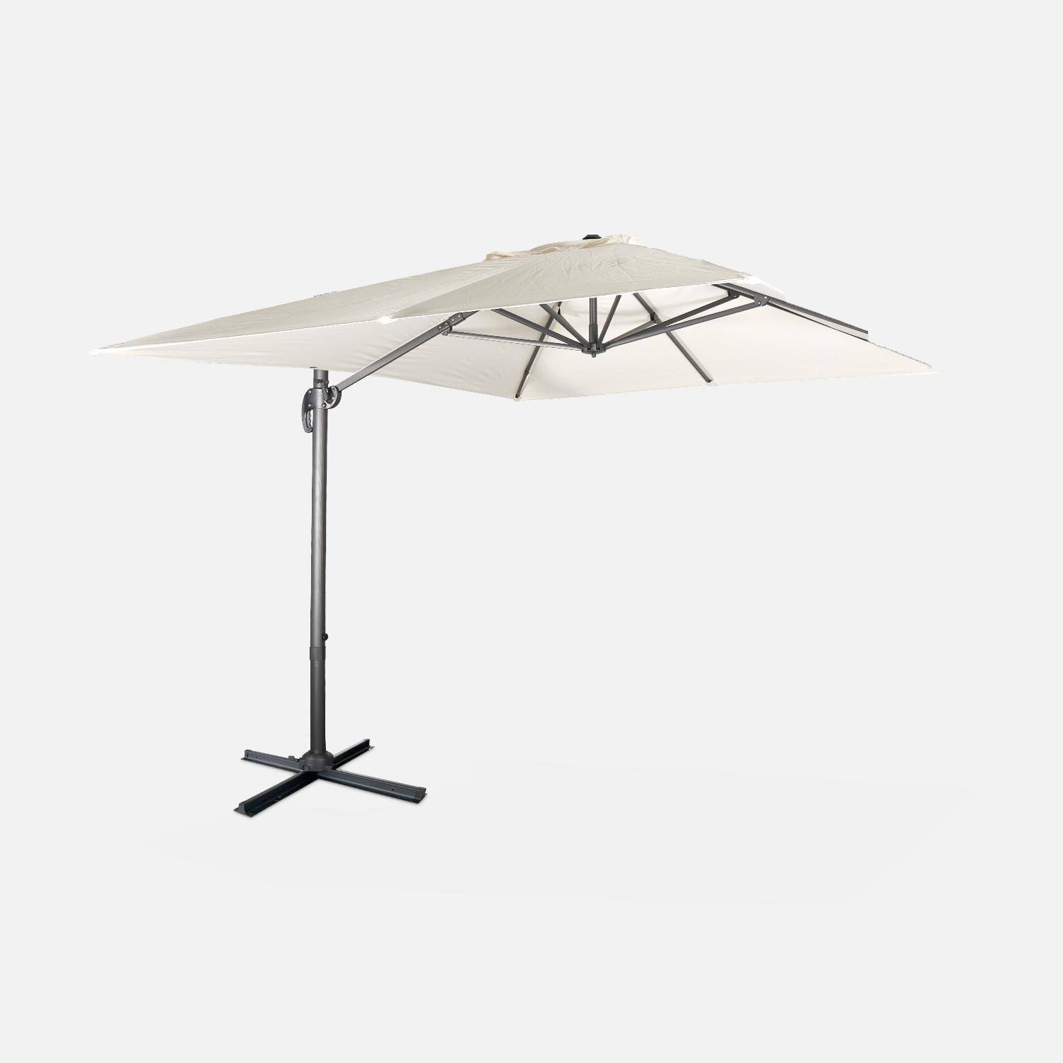 Wimereux grijze rechthoekige parasol, kantelbaar in 5 posities, 360° draaibaar, 3x4m. Photo3