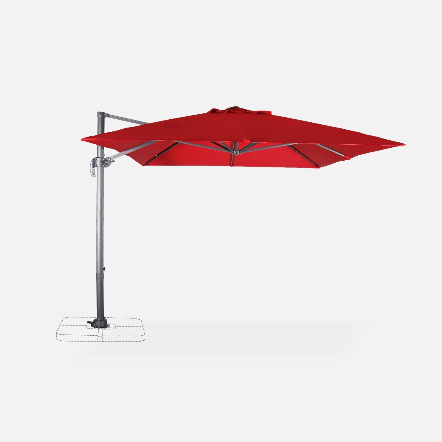 Parasol déporté rectangulaire 3x4m - Wimereux - rouge- Parasol excentré inclinable dans 6 positions, rotatif à 360°. Photo4 Parasol déporté rectangulaire 3x4m - Wimereux - rouge- Parasol excentré inclinable dans 6 positions, rotatif à 360°. Photo4