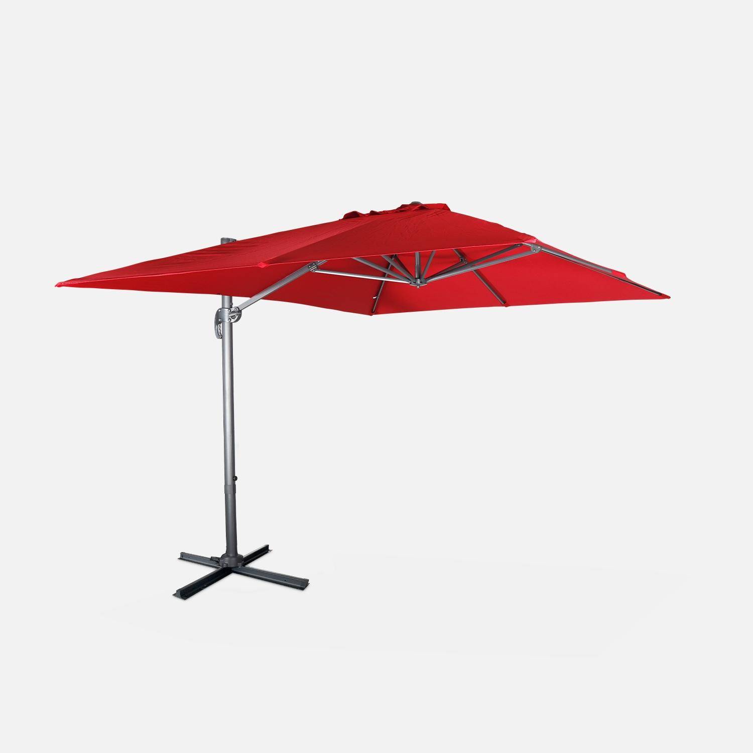 Rechthoekige parasol 3x4m - Wimereux - rood- parasol kantelt naar 6 posities, 360° draaibaar.,sweeek,Photo10