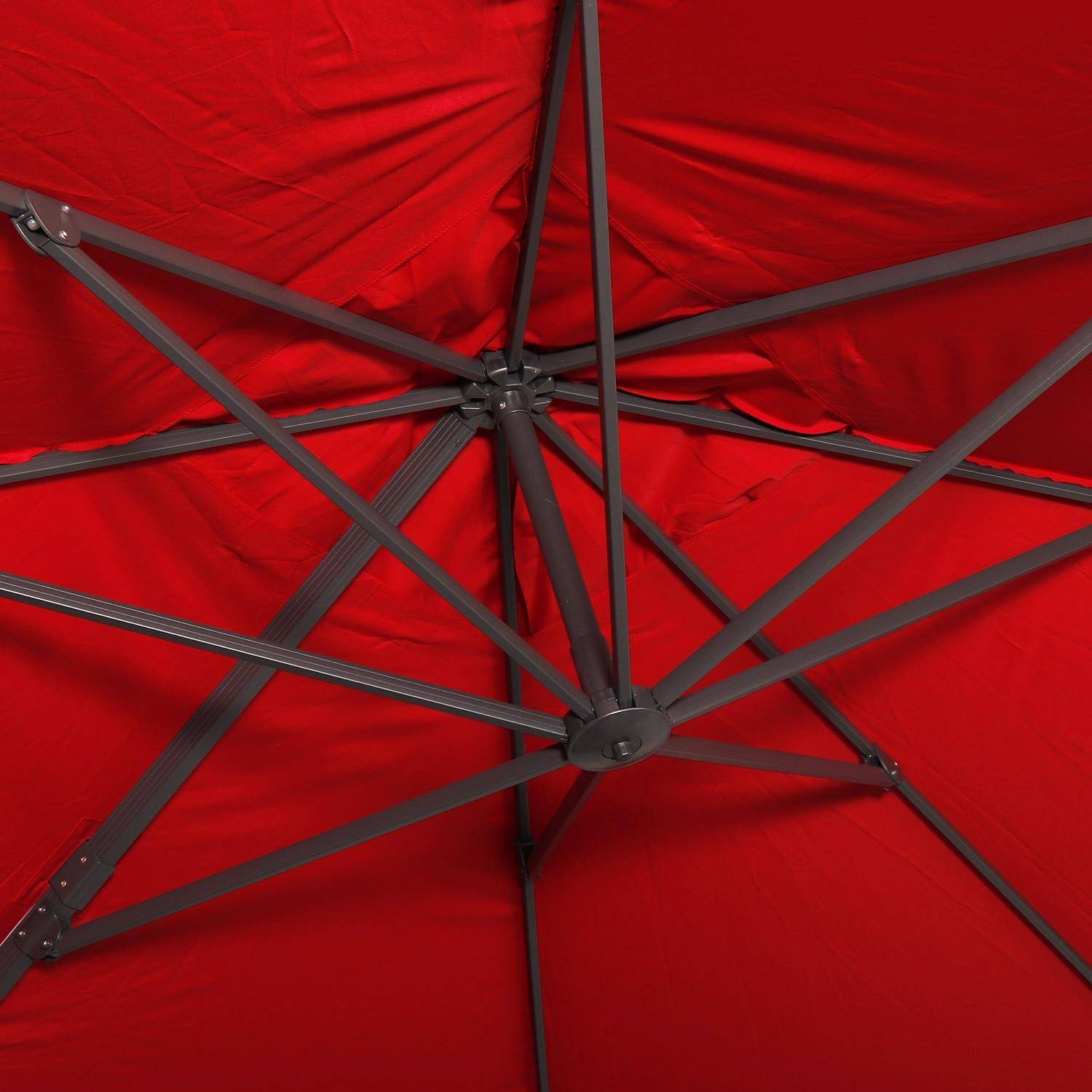 Parasol déporté rectangulaire 3x4m - Wimereux - rouge- Parasol excentré inclinable dans 6 positions, rotatif à 360°. Photo6 Parasol déporté rectangulaire 3x4m - Wimereux - rouge- Parasol excentré inclinable dans 6 positions, rotatif à 360°. Photo6