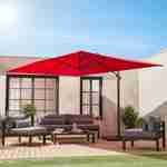 Parasol déporté rectangulaire 3x4m - Wimereux - rouge- Parasol excentré inclinable dans 6 positions, rotatif à 360°. Photo1 Parasol déporté rectangulaire 3x4m - Wimereux - rouge- Parasol excentré inclinable dans 6 positions, rotatif à 360°. Photo1