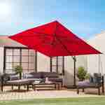 Parasol déporté rectangulaire 3x4m - Wimereux - rouge- Parasol excentré inclinable dans 6 positions, rotatif à 360°. Photo2 Parasol déporté rectangulaire 3x4m - Wimereux - rouge- Parasol excentré inclinable dans 6 positions, rotatif à 360°. Photo2
