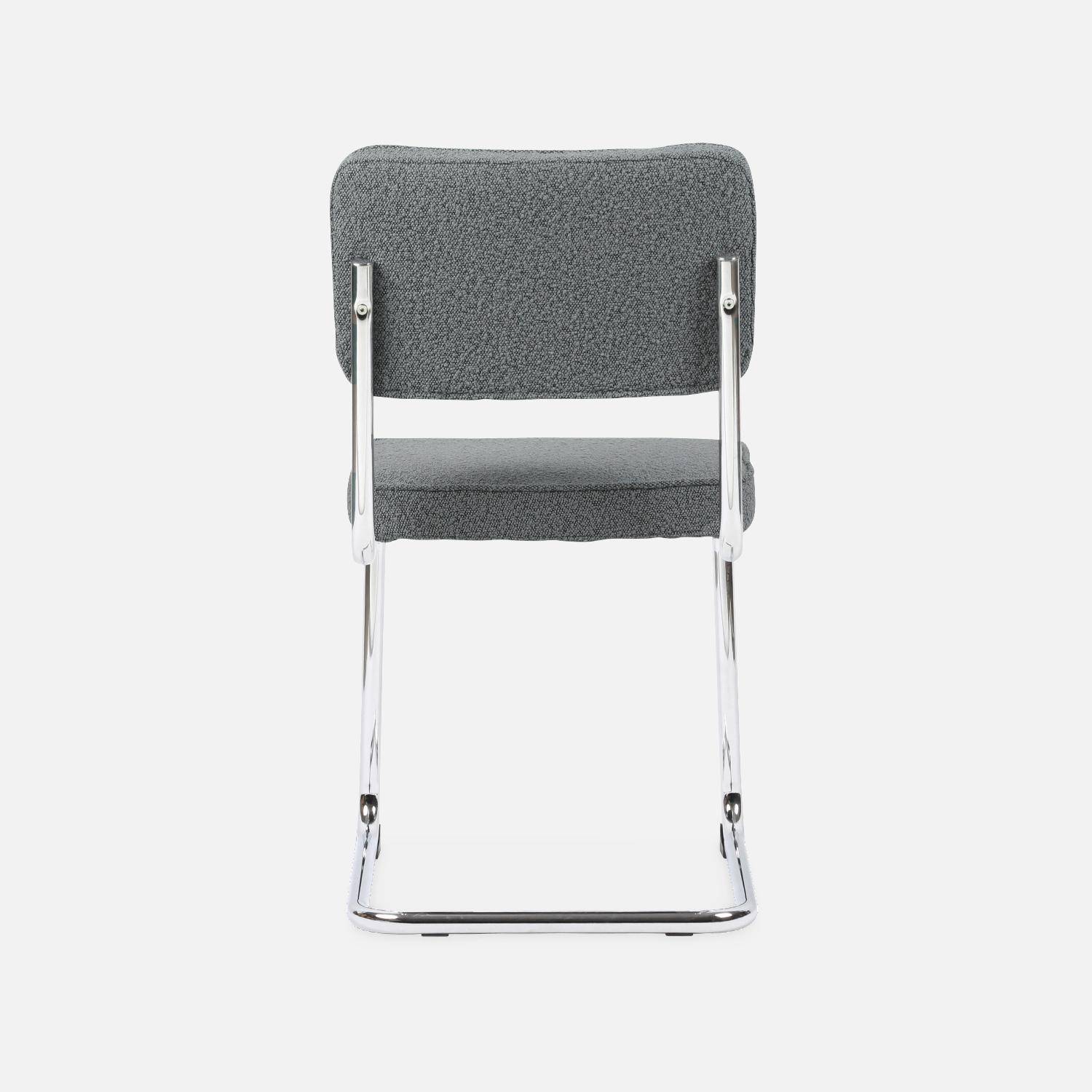 Conjunto de 2 cadeiras cantilever em tecido bouclette cinzento texturado L46 x P54,5x A84,5cm Photo5
