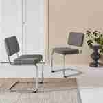 Conjunto de 2 cadeiras cantilever em tecido bouclette cinzento texturado L46 x P54,5x A84,5cm Photo1