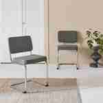 Conjunto de 2 cadeiras cantilever em tecido bouclette cinzento texturado L46 x P54,5x A84,5cm Photo2
