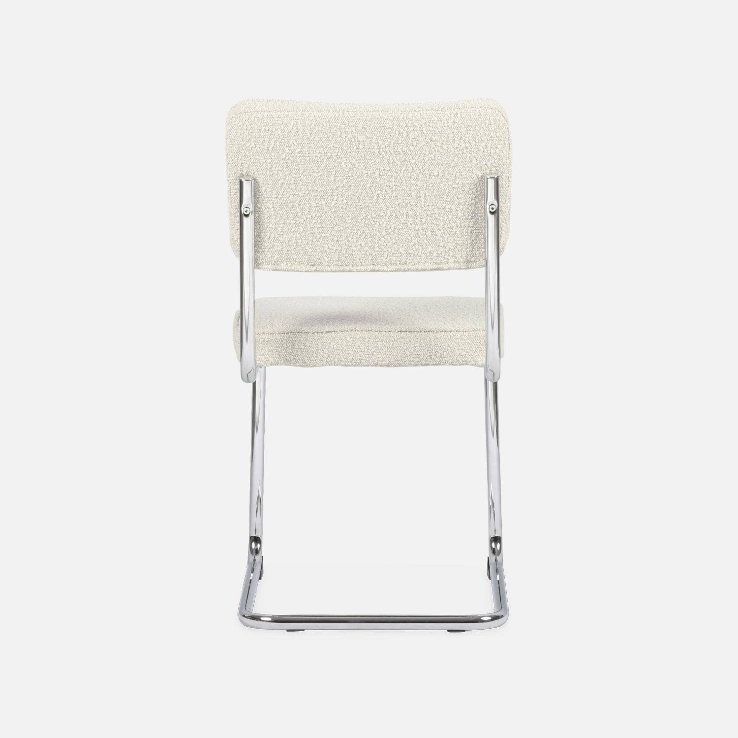 Lot de 2 chaises cantilever tissu bouclette texturée blanc cassé L46 x P54,5x H84,5cm,sweeek,Photo7