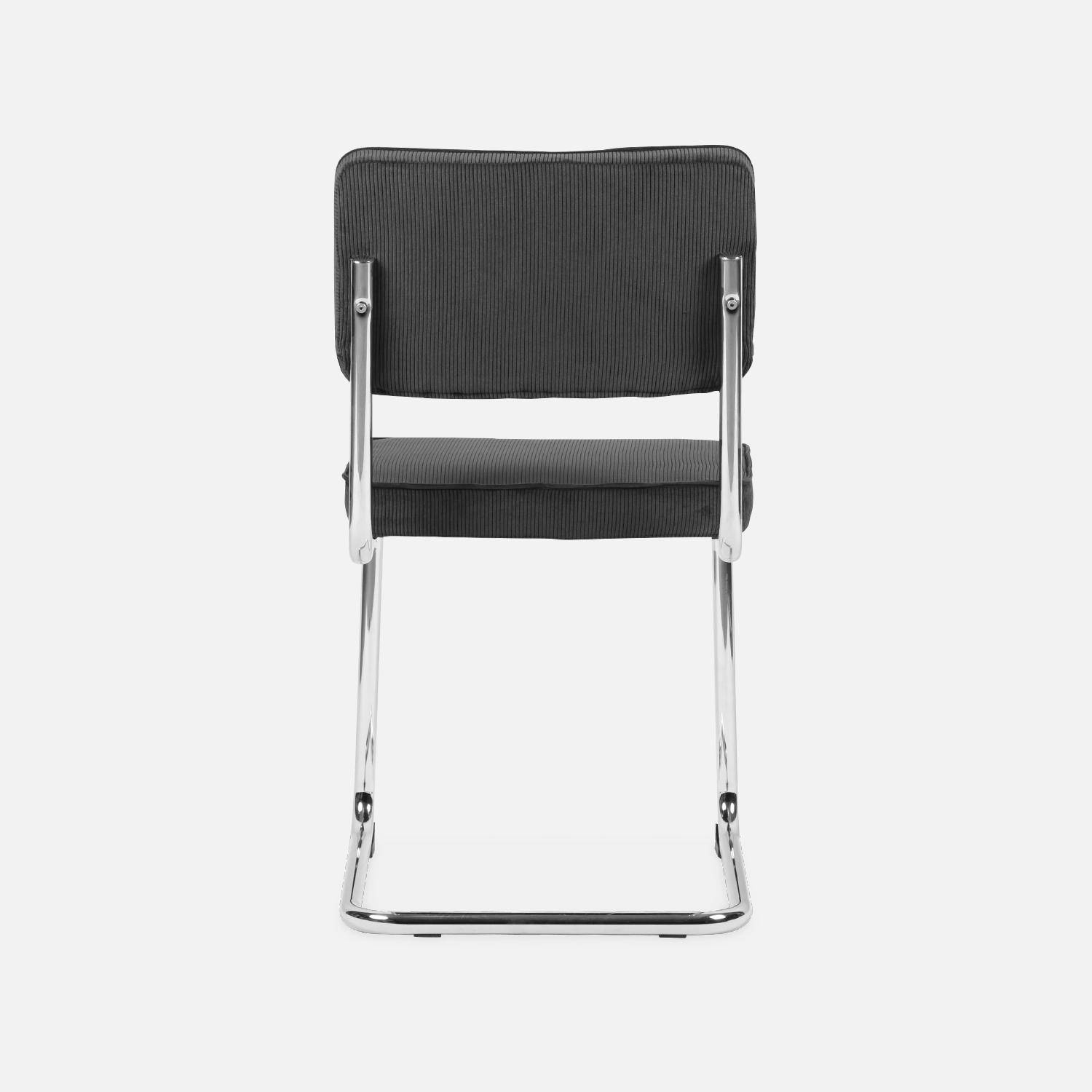 Conjunto de 2 cadeiras cantilever em bombazina cinzenta escura L46 x P54,5x A84,5cm Photo6