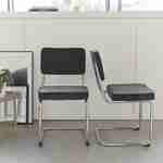 Lot de 2 chaises cantilever velours côtelé gris foncé  L46 x P54,5x H84,5cm Photo2