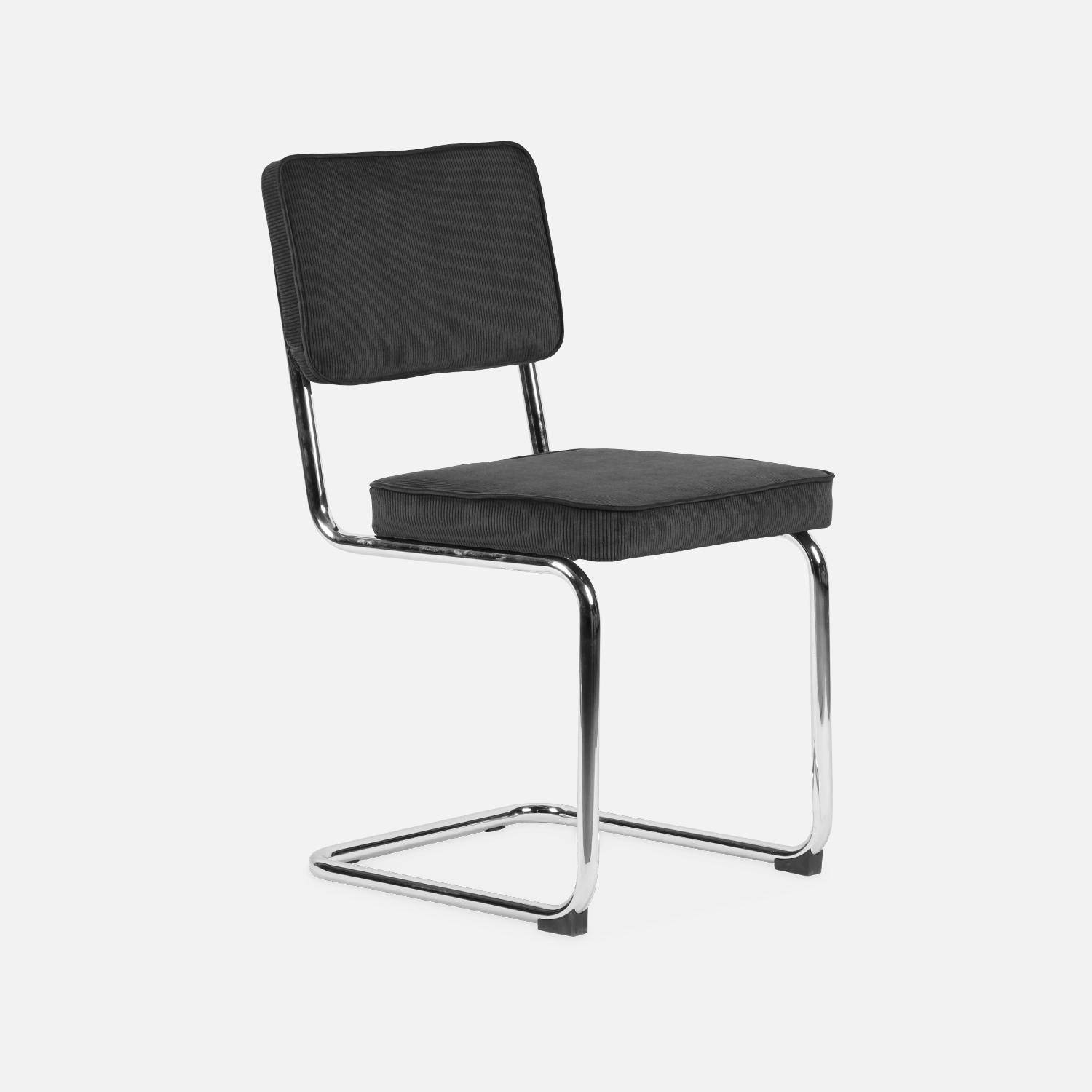 Pair of corduroy cantilever dining chairs, 46x54.5x84.5cm, Maja, Dark Grey,sweeek,Photo4