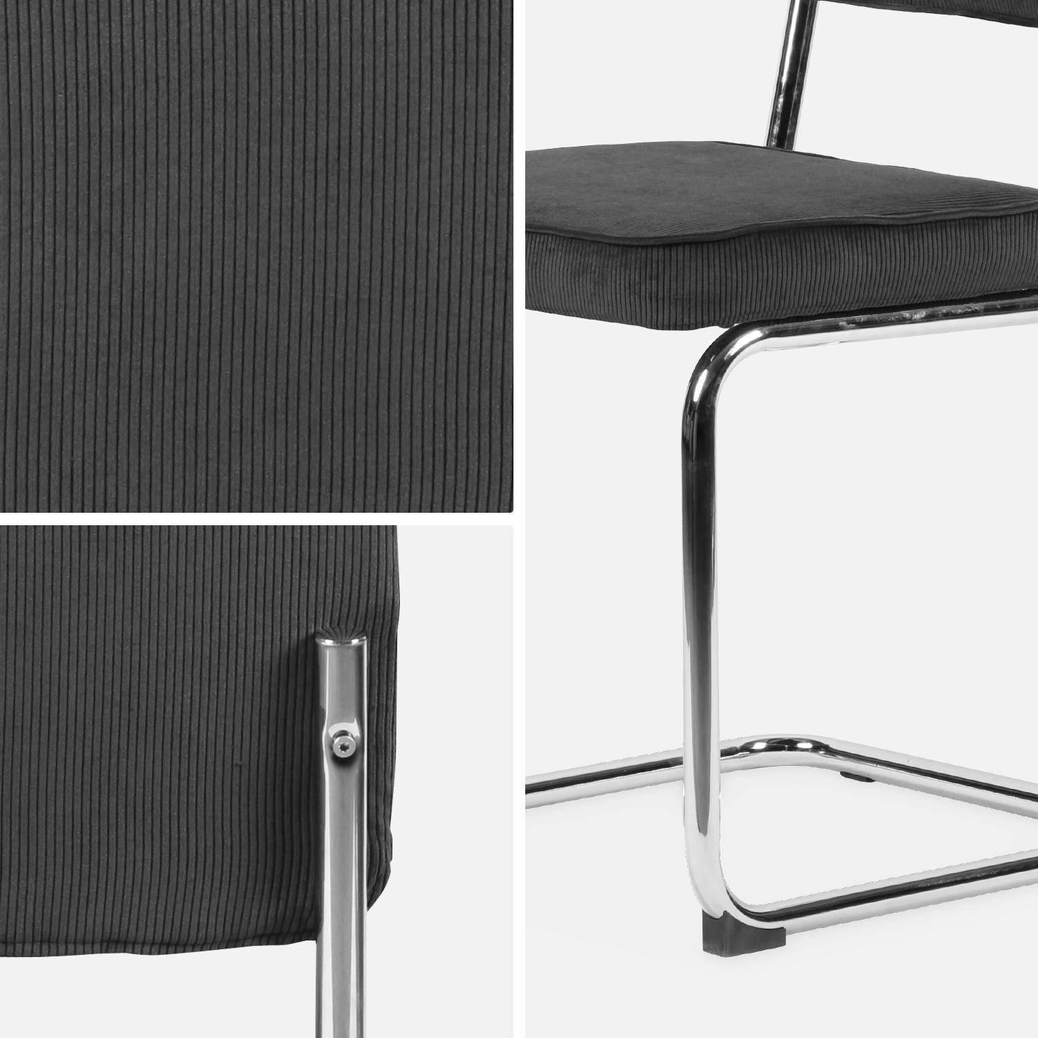 Conjunto de 2 cadeiras cantilever em bombazina cinzenta escura L46 x P54,5x A84,5cm Photo7