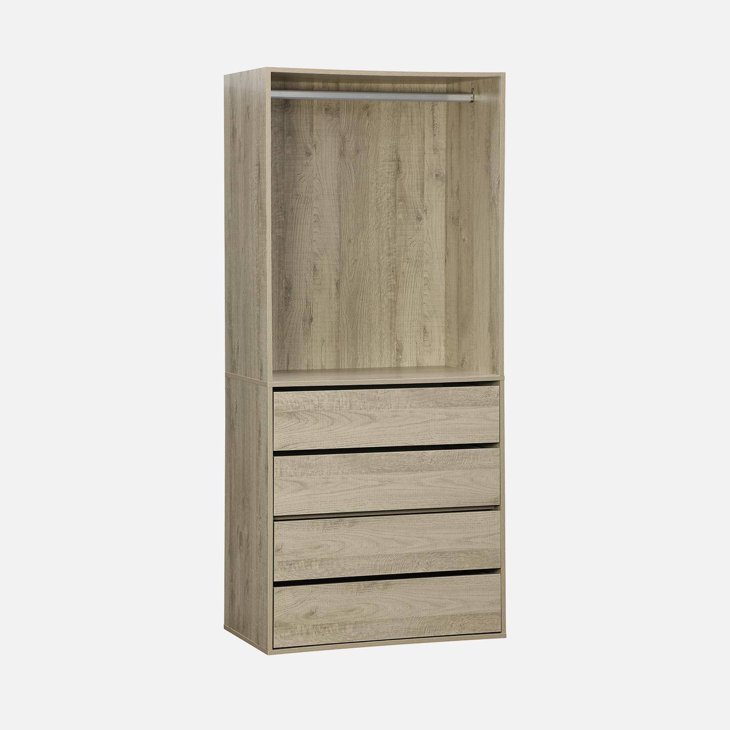 Begehbarer Kleiderschrank mit 4 Elementen, naturfarben, Laminatplatte - Modulo Photo3