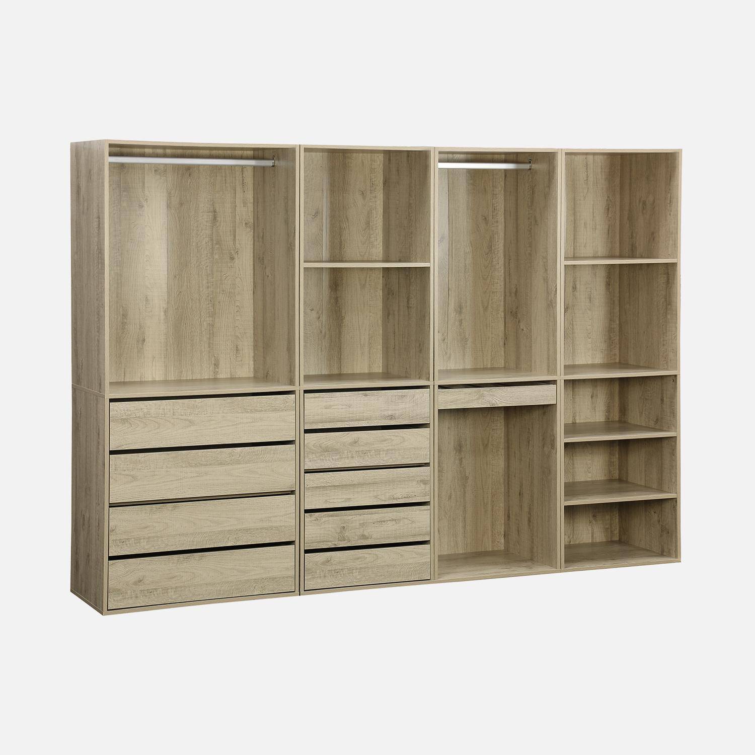 Begehbarer Kleiderschrank mit 4 Elementen, naturfarben, Laminatplatte - Modulo Photo1