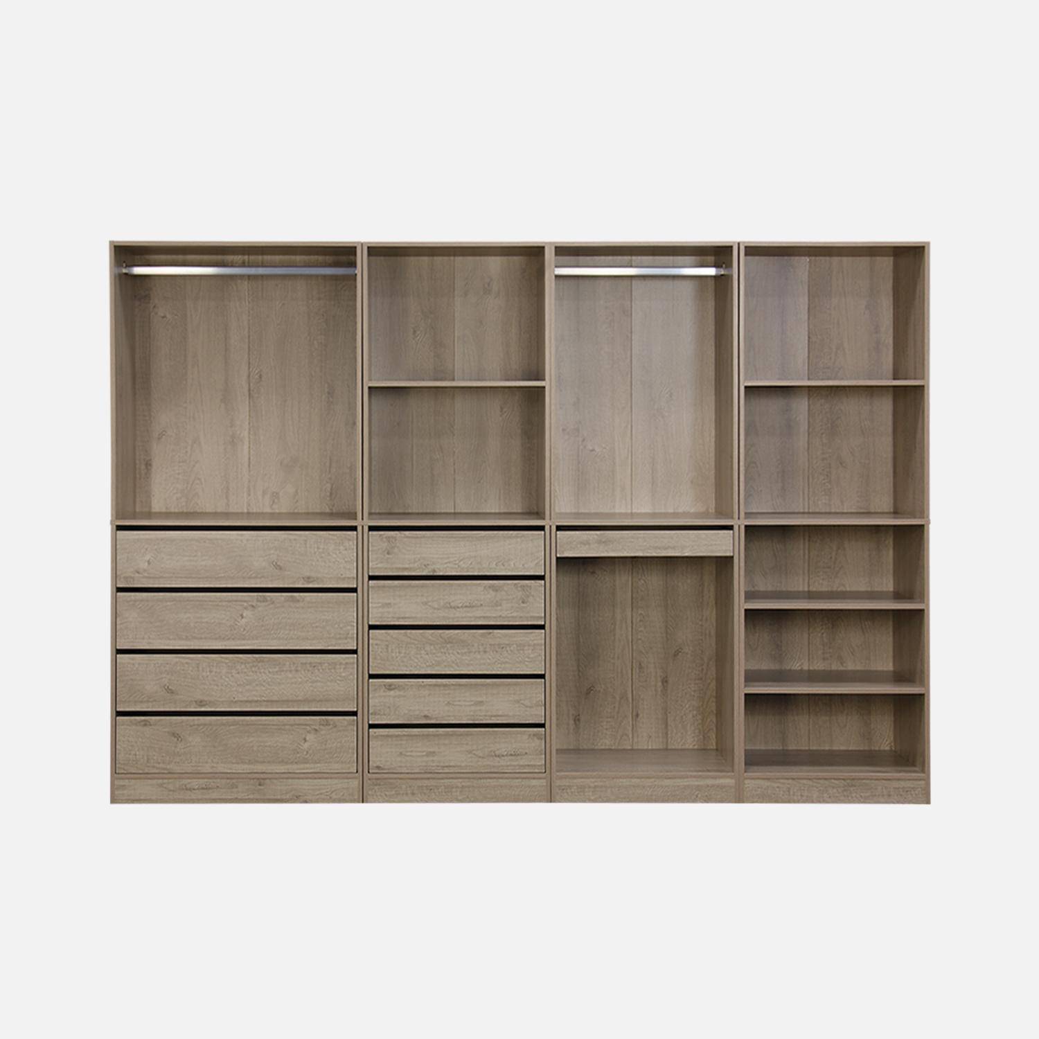 Modular wardrobe set with 4 units, natural, laminate panels Photo5