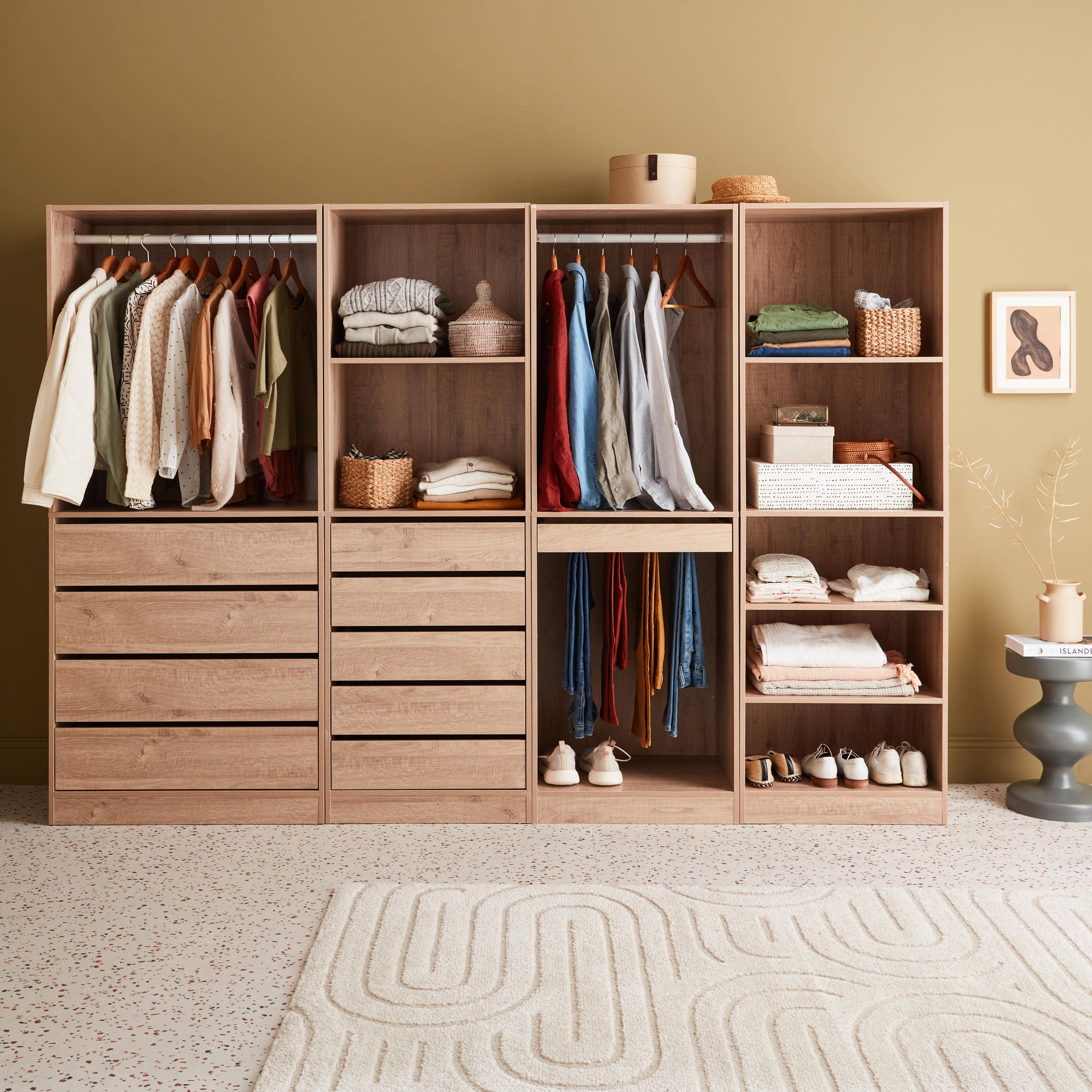 Modular wardrobe set with 4 units, natural, laminate panels Photo1