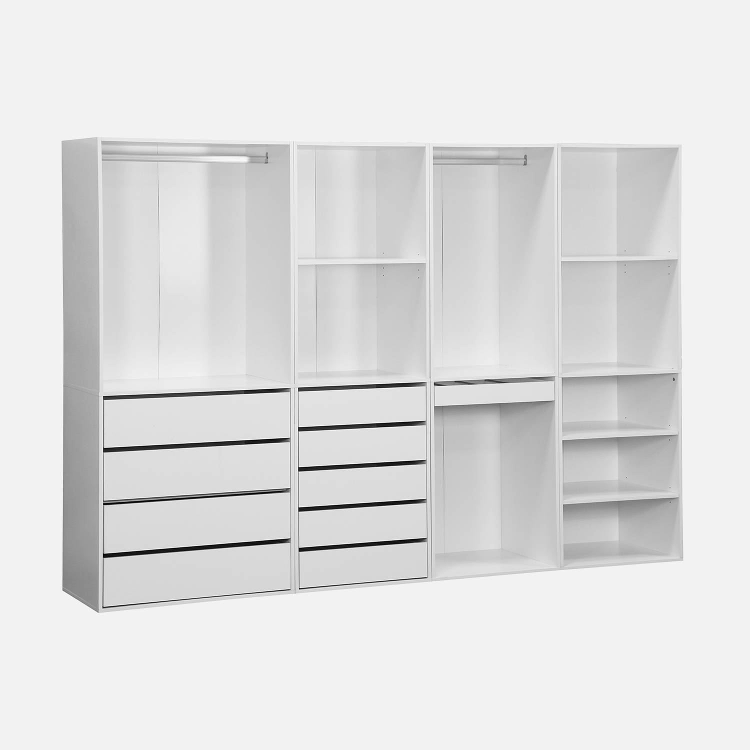 Kit armadio modulare con 4 unità, Bianco