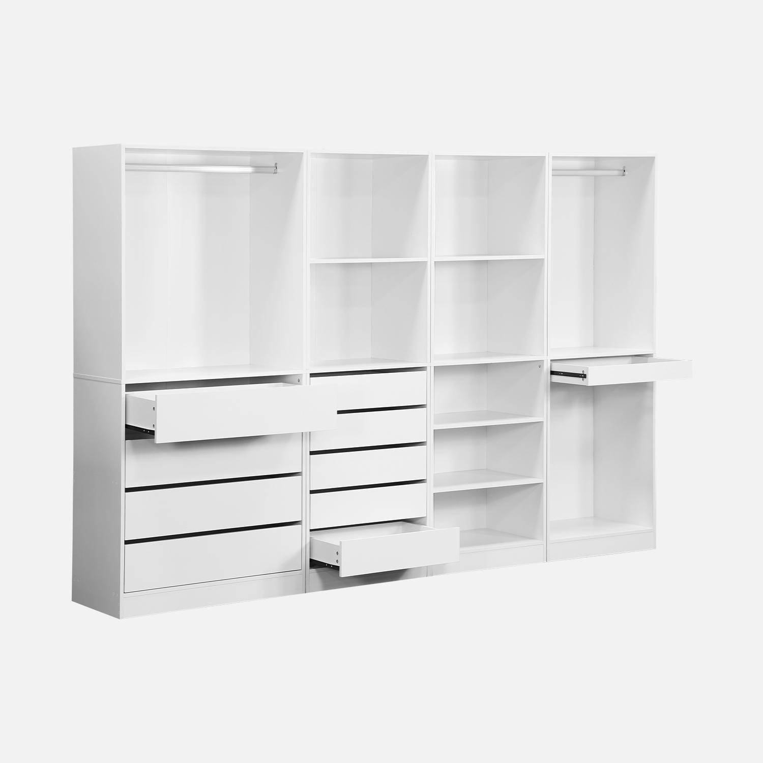 Modular wardrobe set with 4 units, white, laminate panels Photo5