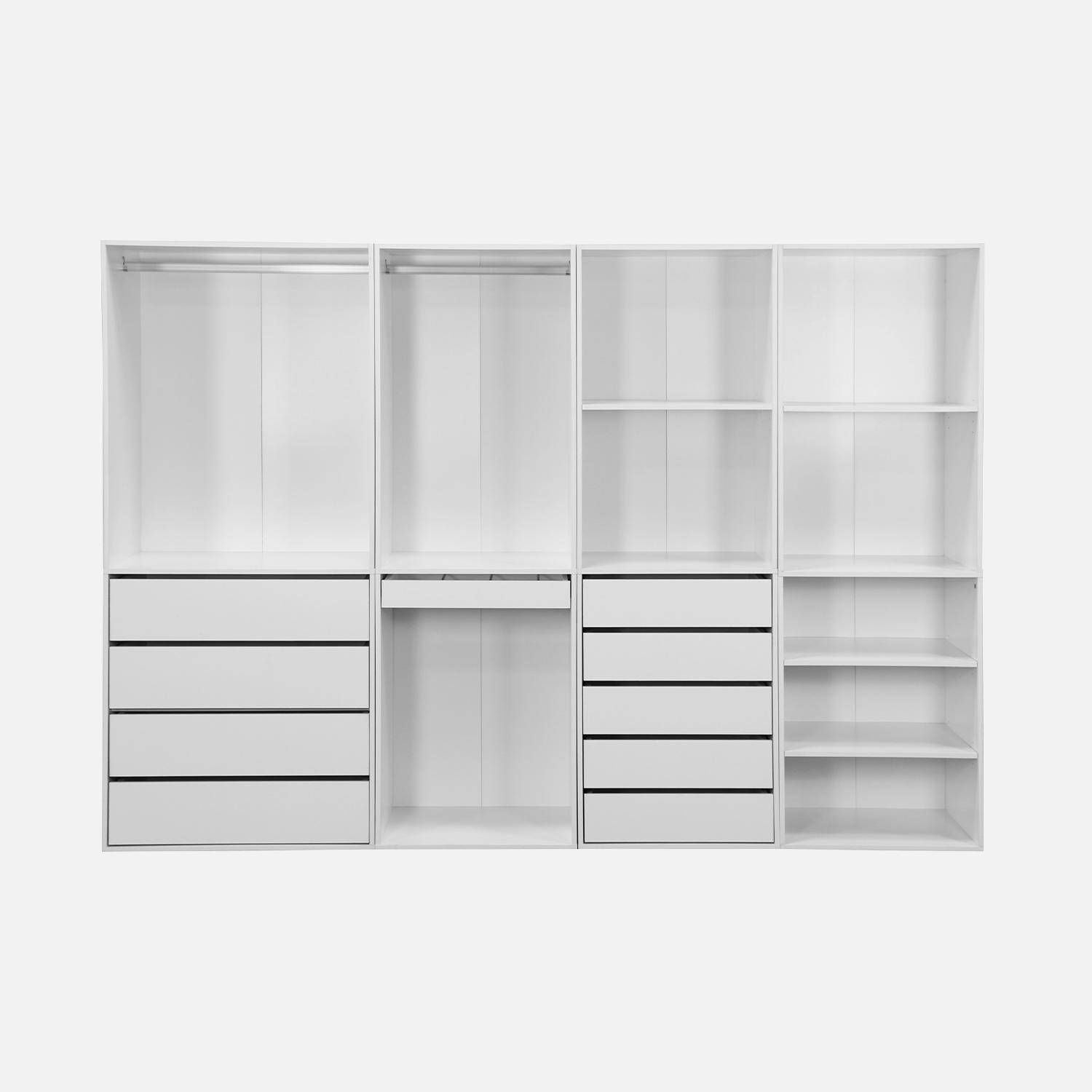 Vestidor Módulo de 4 elementos, Modulo, Blanco, 260x45x180 cm Photo2