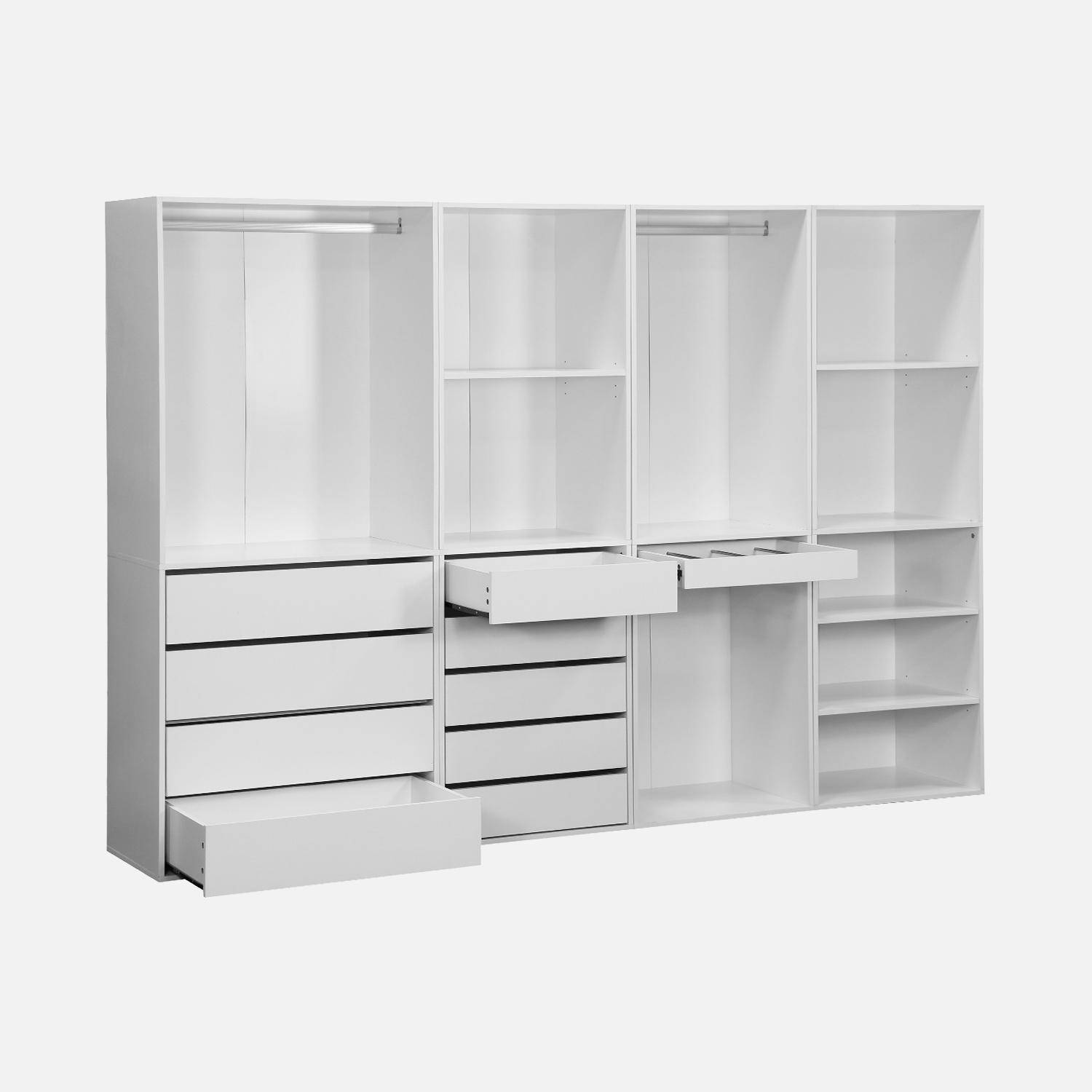 Vestidor Módulo de 4 elementos, Modulo, Blanco, 260x45x180 cm Photo4