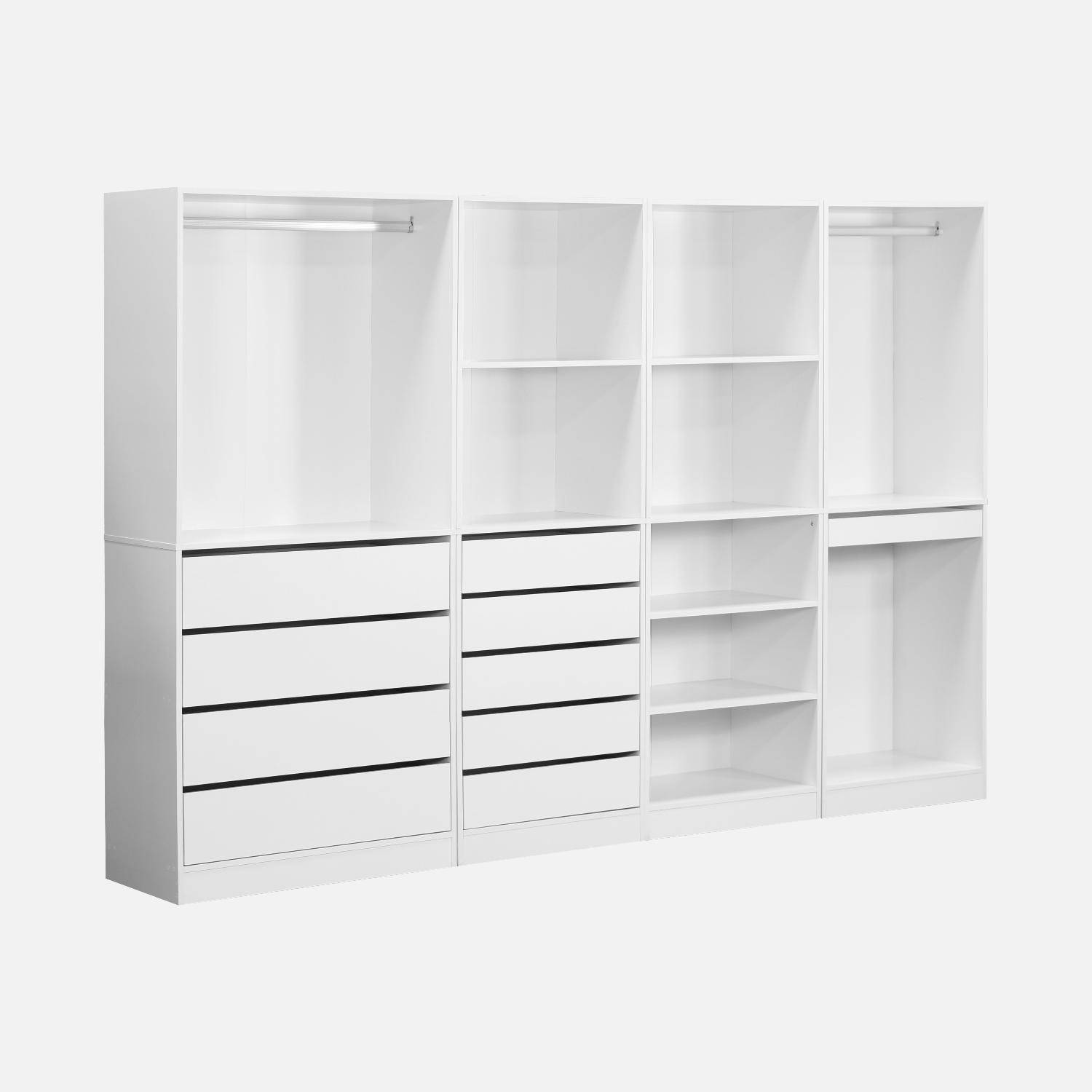 Modular wardrobe set with 4 units, white, laminate panels,sweeek,Photo4