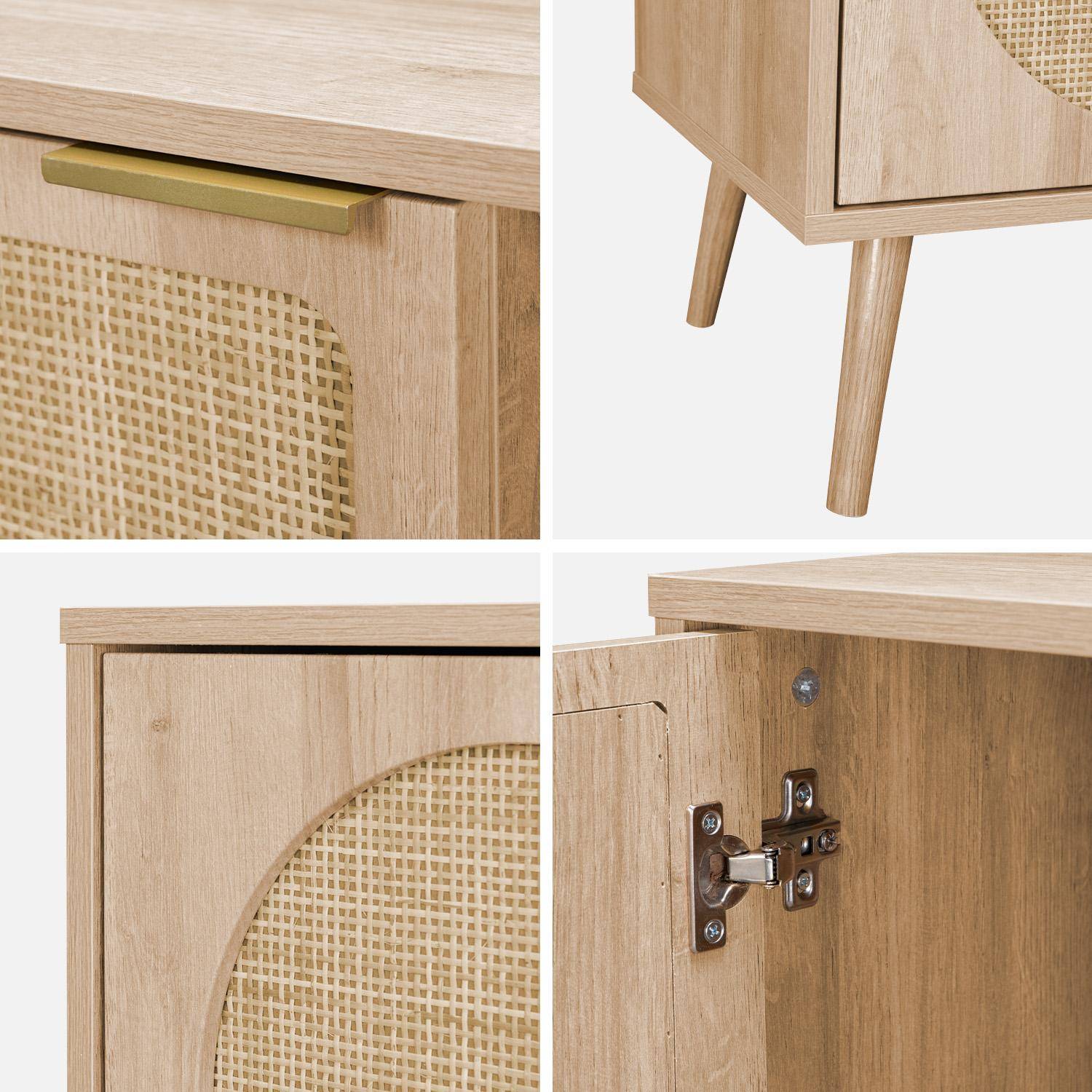 TV-meubel, Eva, houtdecor en afgerond riet 2 deuren, 1 plank L120 x B39 x H56,5cm Photo7