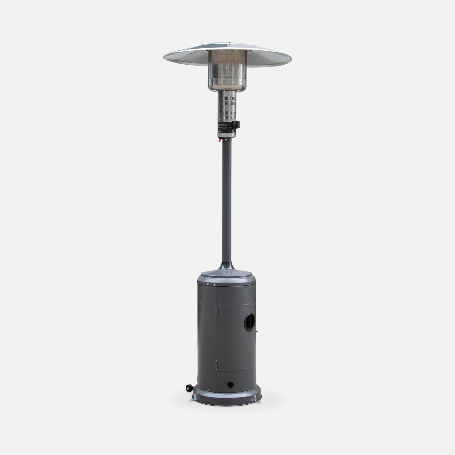 Chauffage d'extérieur à gaz, parasol chauffant de terrasse FINLAND 12,5kW Gris avec roulettes