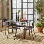 Table de jardin et 4 chaises anthracite en acier, Amelia, 120x70xH72.5cm (12.2kg) Photo1