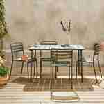 Tuintafel en 4 savannekleurige stoelen in staal, Amelia, 120x70xH72.5cm (12.2kg) Photo1