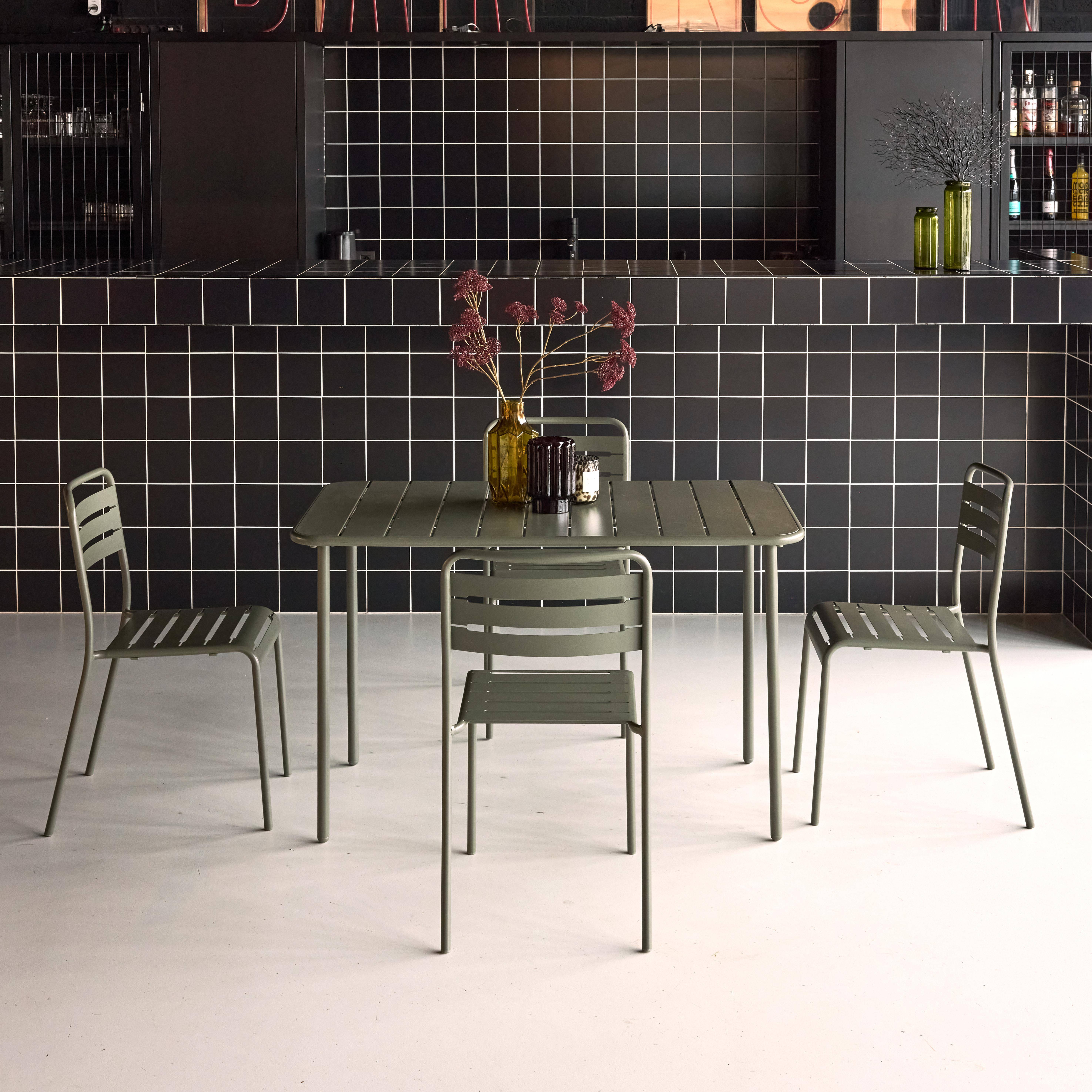 Table de jardin et 4 chaises savane en acier, Amelia, 120x70xH72.5cm (12.2kg),sweeek,Photo2